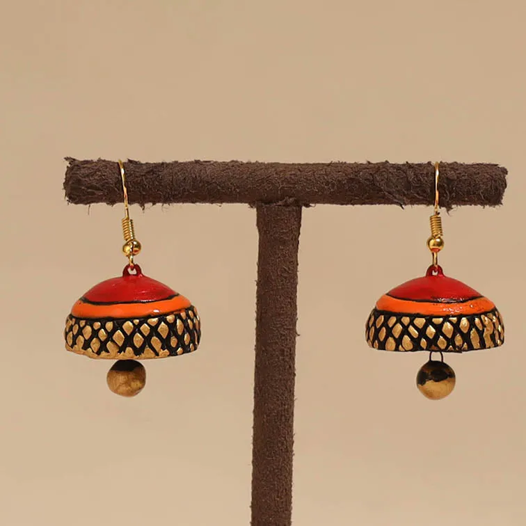 Bishnupur Handpainted Terracotta Jhumki Earrings 162 sold by Itokri product image thumbnail 2