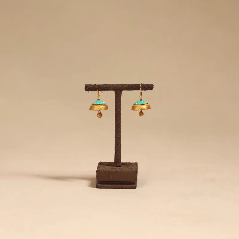 Blue - Bishnupur Handpainted Terracotta Jhumki Earrings 163 made by Itokri