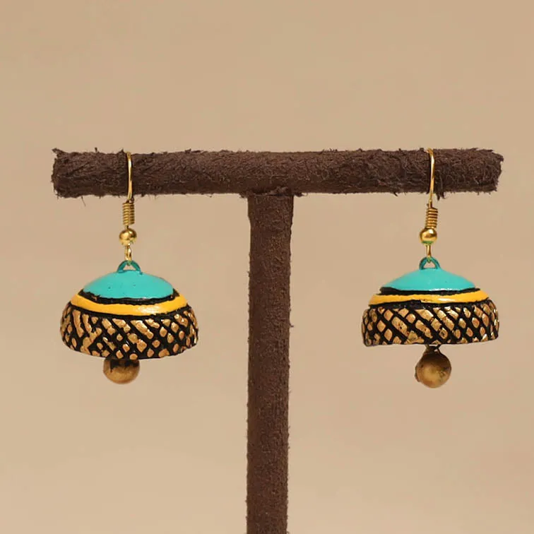 Blue - Bishnupur Handpainted Terracotta Jhumki Earrings 161 sold by Itokri product image thumbnail 2
