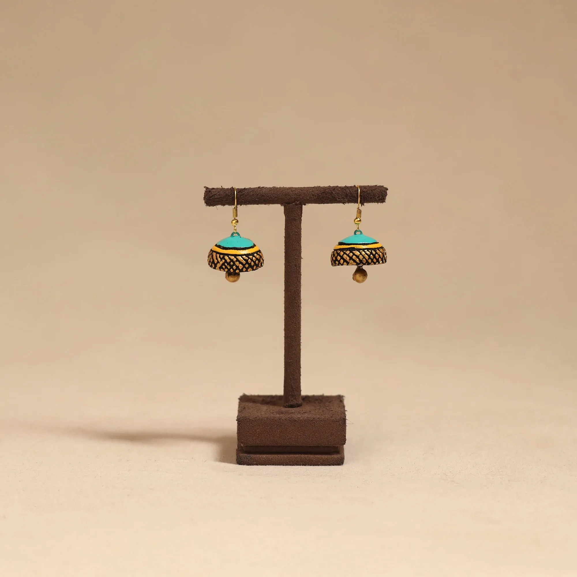 Blue - Bishnupur Handpainted Terracotta Jhumki Earrings 161 sold by Itokri
