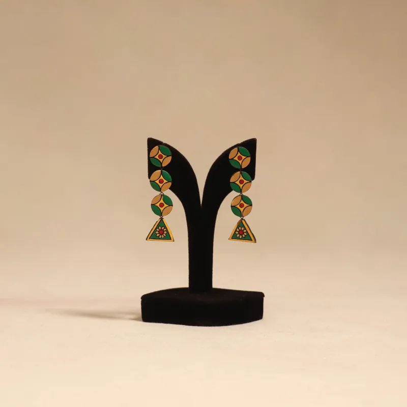 Green - Bishnupur Handpainted Terracotta Earrings 152 made by Itokri