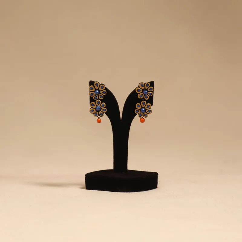 Brown - Bishnupur Handpainted Flower Shape Terracotta Earrings 126 sold by Itokri