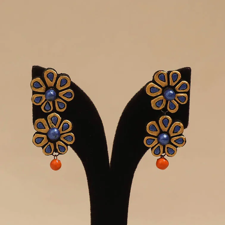 Brown - Bishnupur Handpainted Flower Shape Terracotta Earrings 126 sold by Itokri product image thumbnail 2