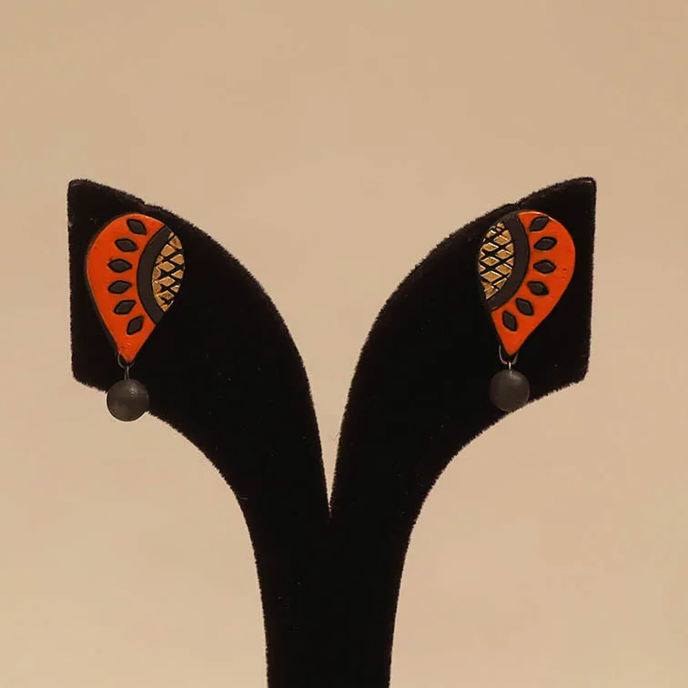 Orange - Bishnupur Handpainted Terracotta Stud Earrings 189 sold by Itokri product image thumbnail 2