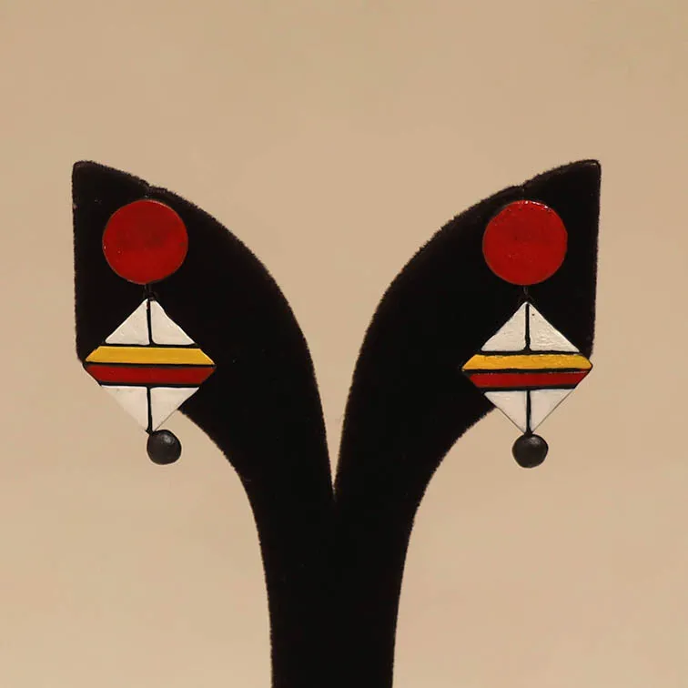 Bishnupur Handpainted Terracotta Stud Earrings 188 sold by Itokri product image thumbnail 2