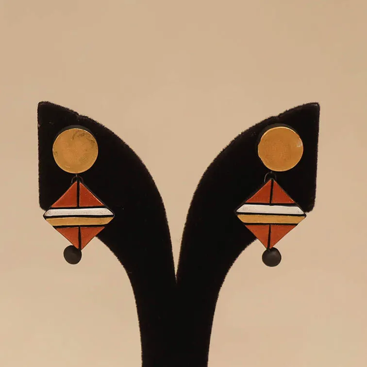 Orange - Bishnupur Handpainted Terracotta Stud Earrings 187 sold by Itokri product image thumbnail 2