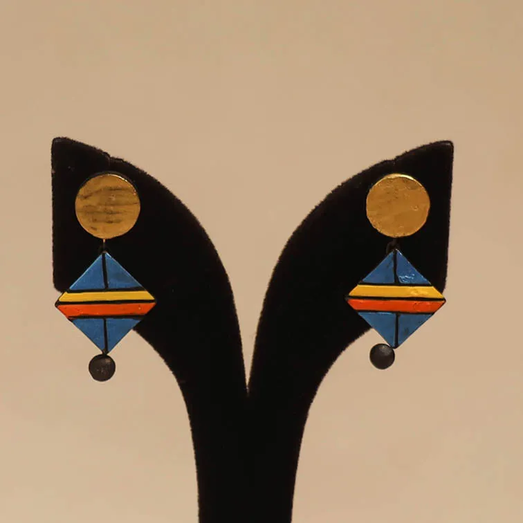Blue - Bishnupur Handpainted Terracotta Stud Earrings 186 sold by Itokri product image thumbnail 2