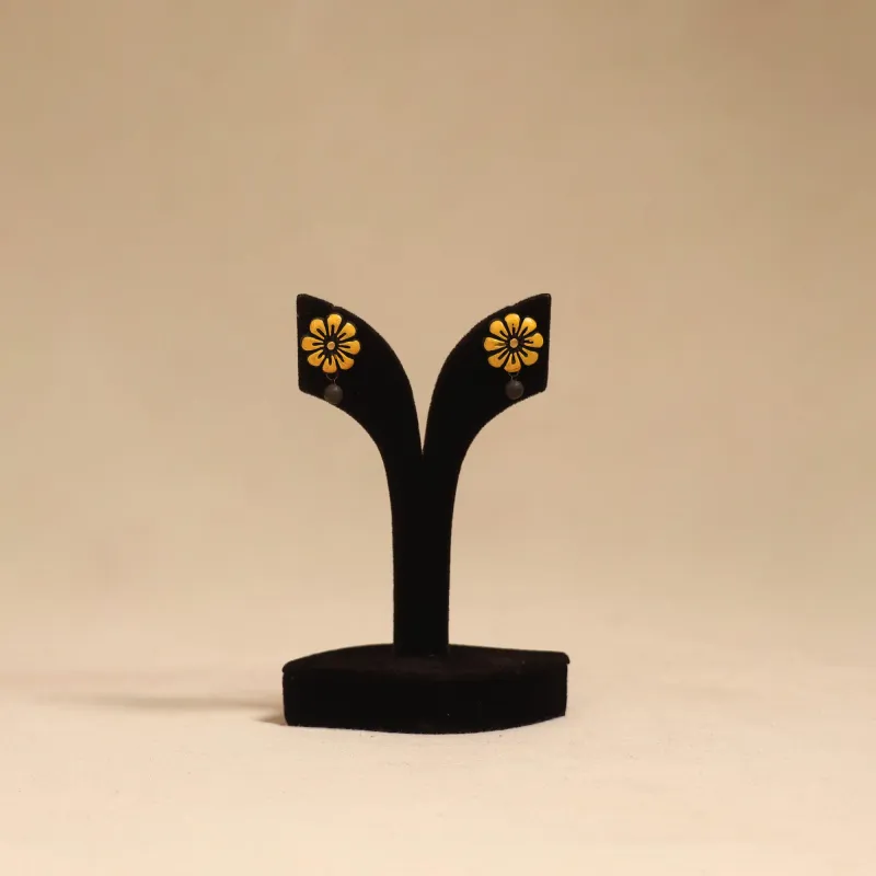 Bishnupur Handpainted Terracotta Stud Earrings 184 made by Itokri