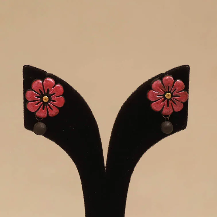 Pink - Bishnupur Handpainted Terracotta Stud Earrings 182 sold by Itokri product image thumbnail 2