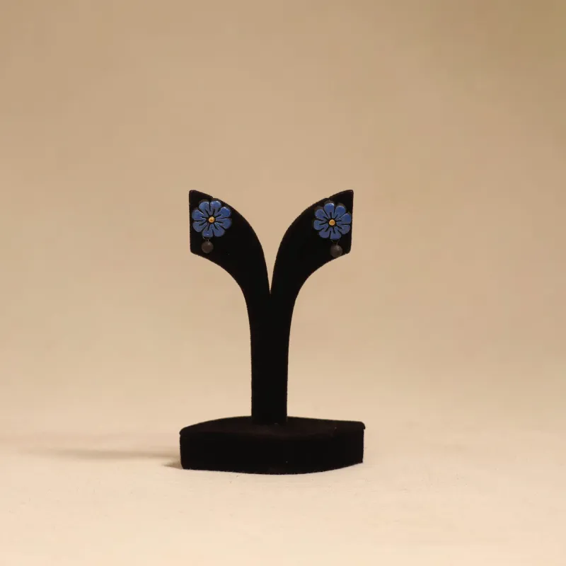 Blue - Bishnupur Handpainted Terracotta Stud Earrings 181 made by Itokri