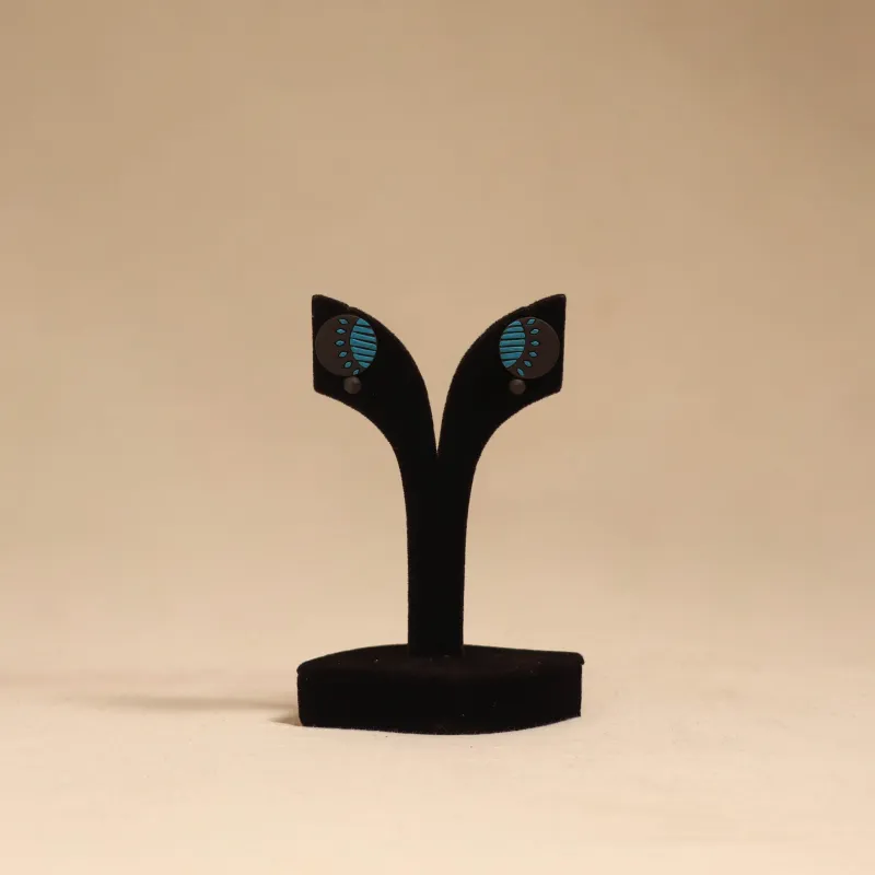 Brown - Bishnupur Handpainted Terracotta Stud Earrings 180 sold by Itokri