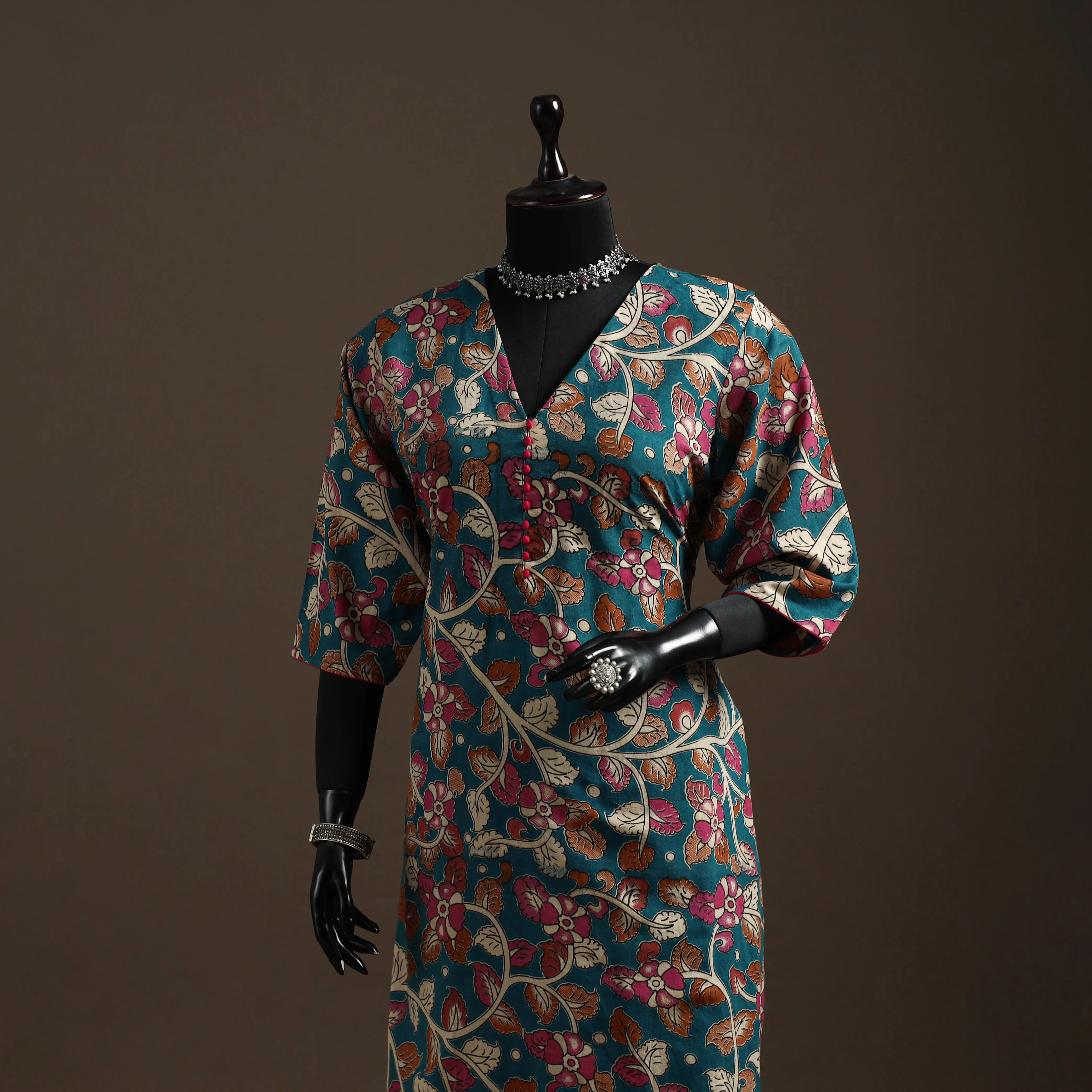 Green - Printed Cotton Straight Kalamkari Kurta for women 20 sold by Itokri product image thumbnail 2