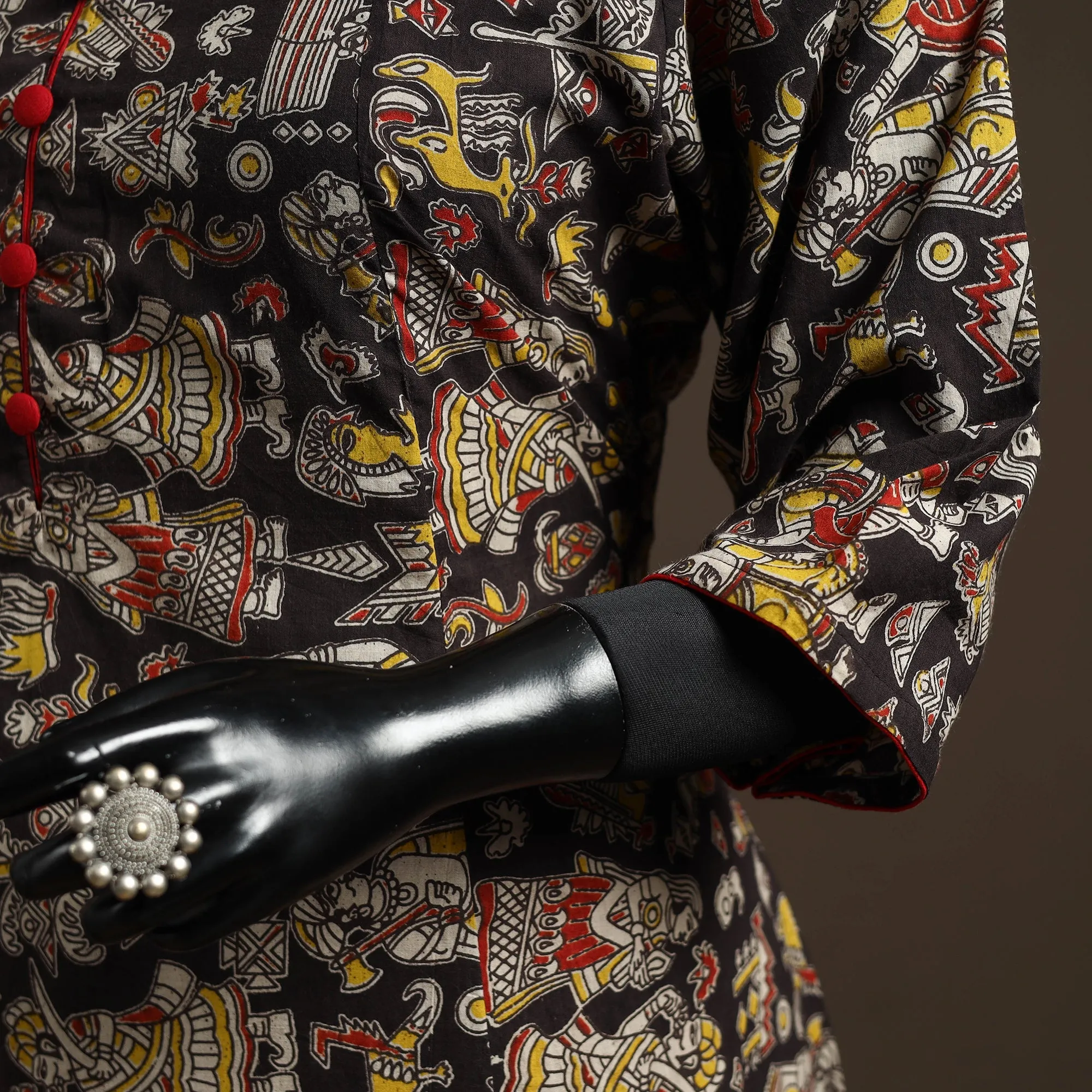 Black - Printed Cotton A-Line Kalamkari Kurta for women 03 sold by Itokri product image thumbnail 4