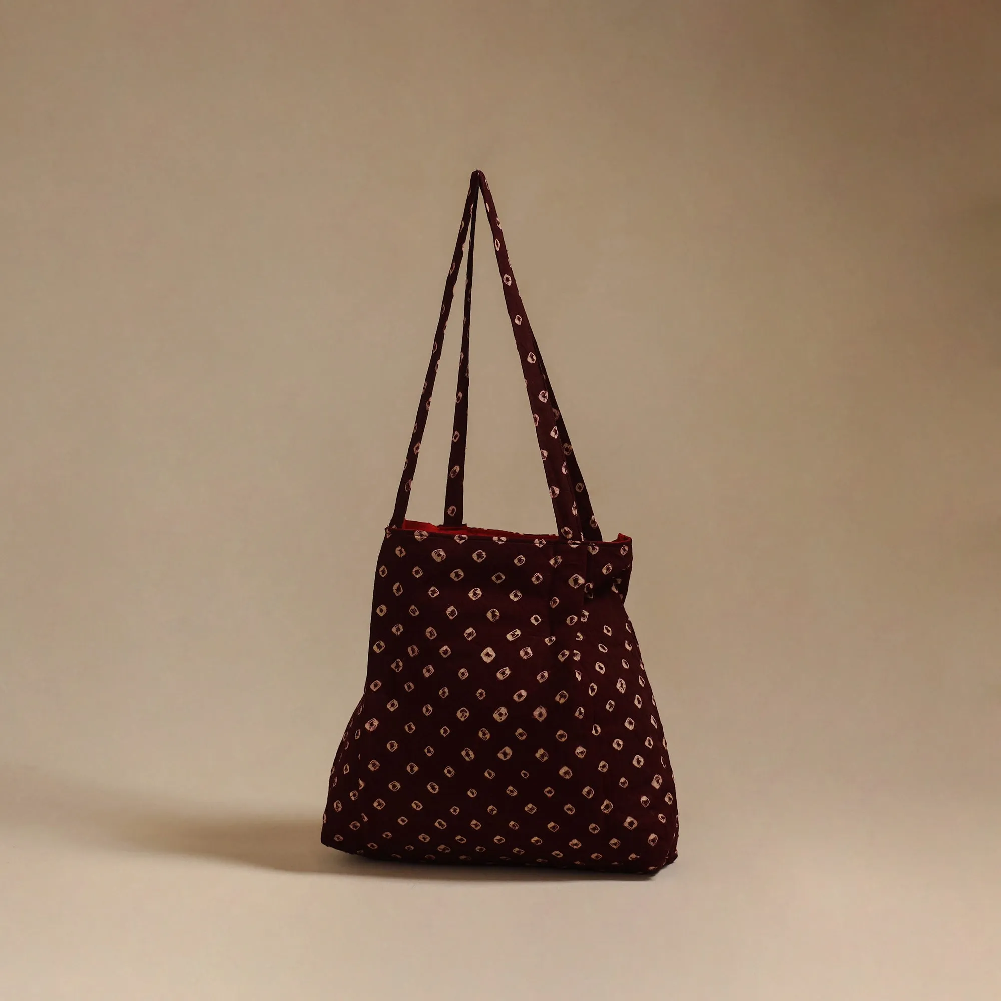 Maroon - Handcrafted Fabric Jhola Bag 13 sold by Itokri product image thumbnail 2