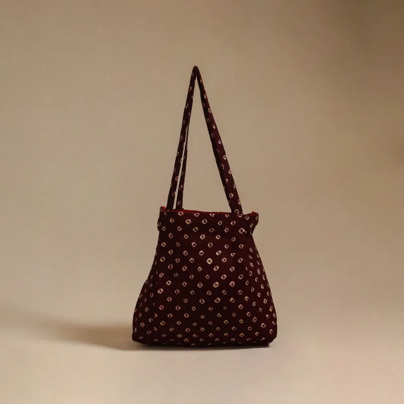 Maroon - Handcrafted Fabric Jhola Bag 13 made by Itokri