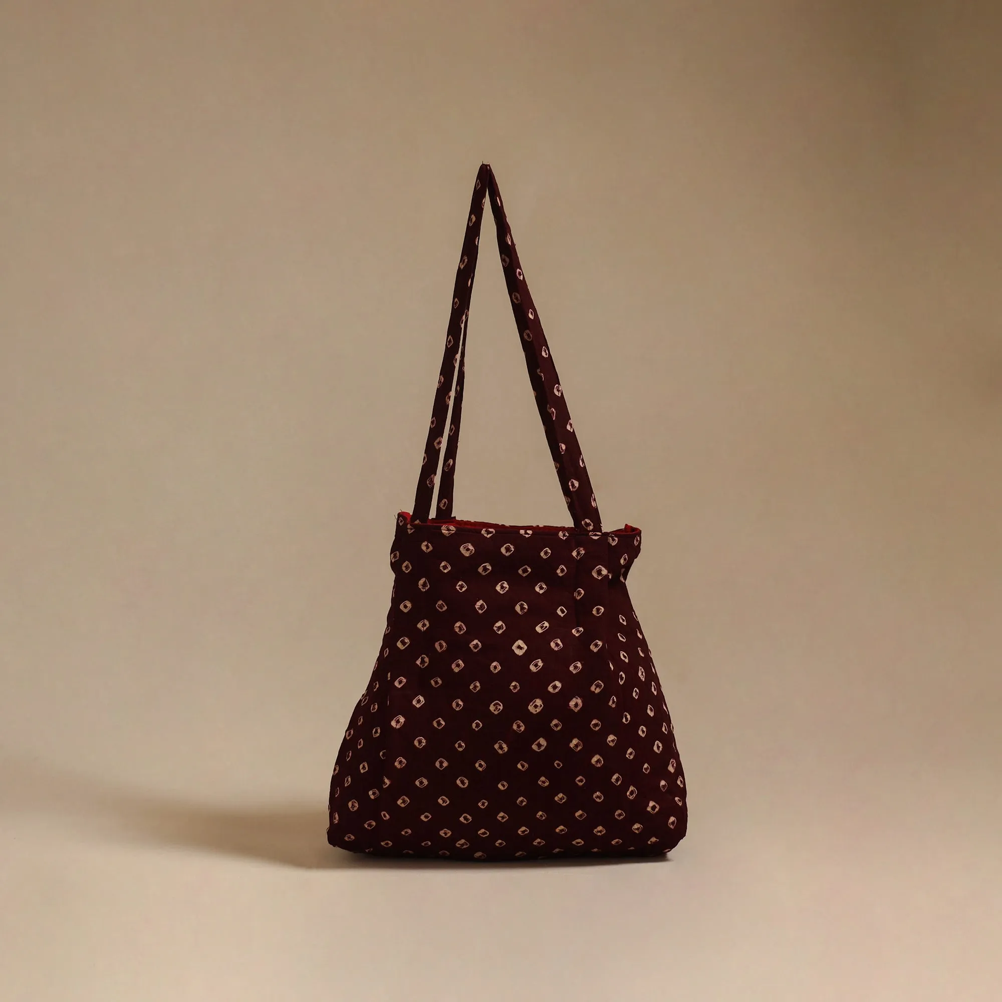 Maroon - Handcrafted Fabric Jhola Bag 13 sold by Itokri
