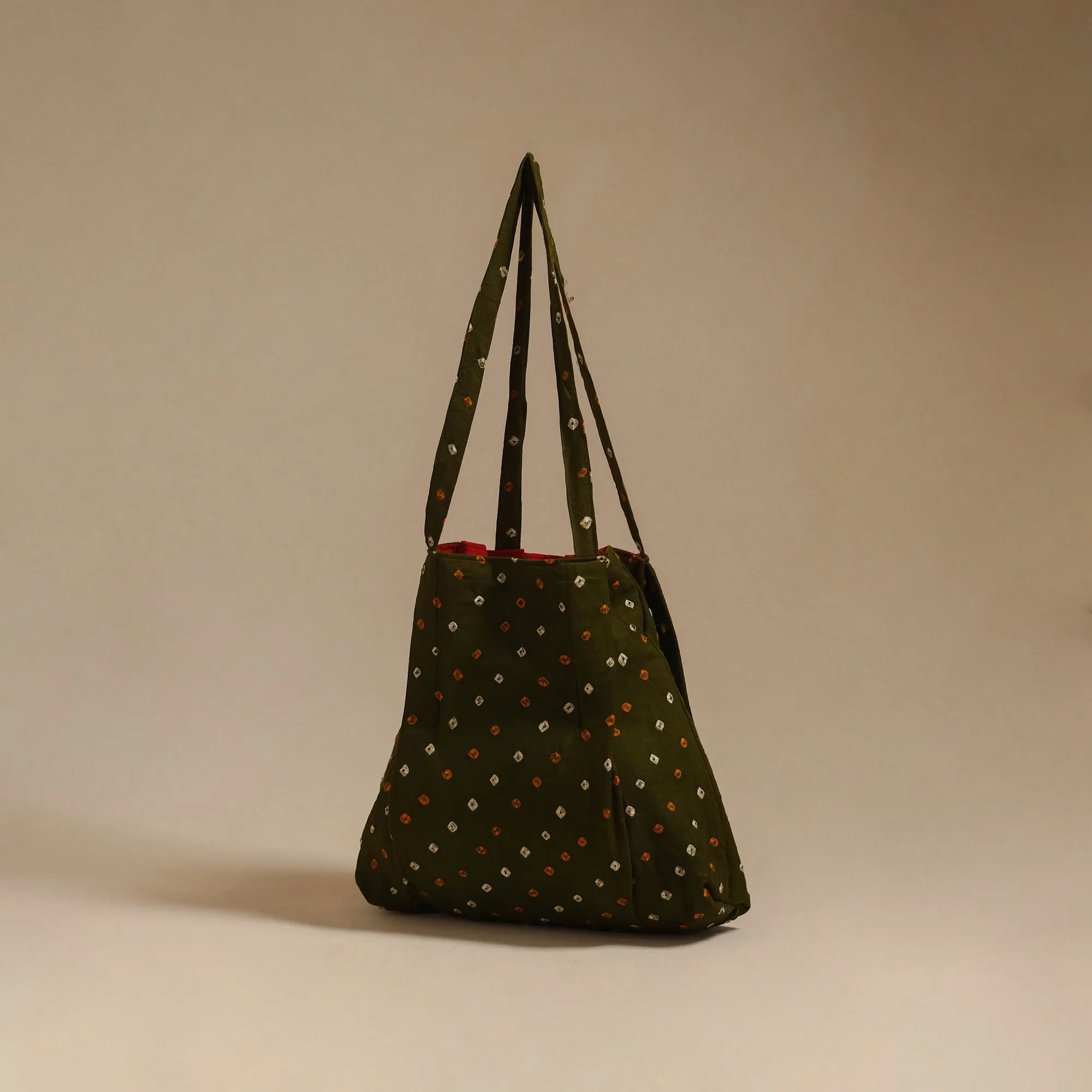 Green - Handcrafted Fabric Jhola Bag 06 sold by Itokri product image thumbnail 2