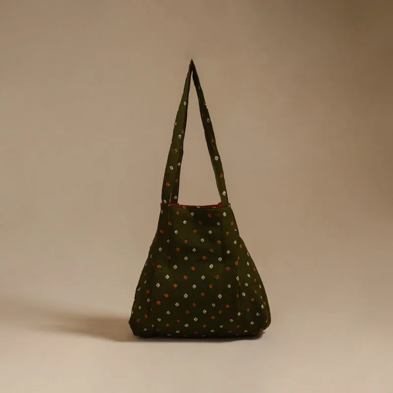 Green - Handcrafted Fabric Jhola Bag 06 made by Itokri