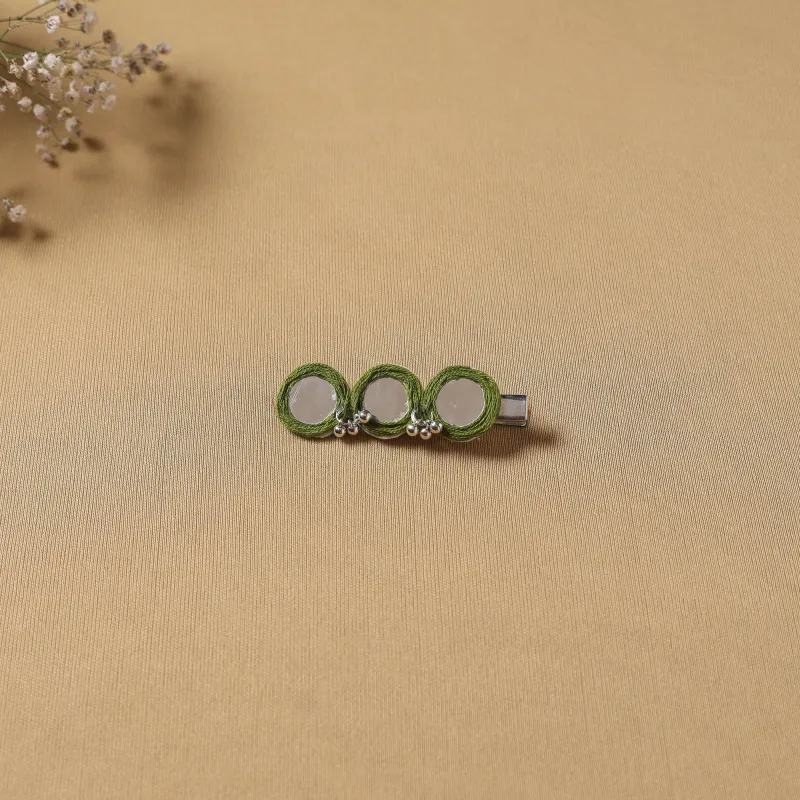 Green - Handmade Thread Mirror Work Hair Clip 14 sold by Itokri