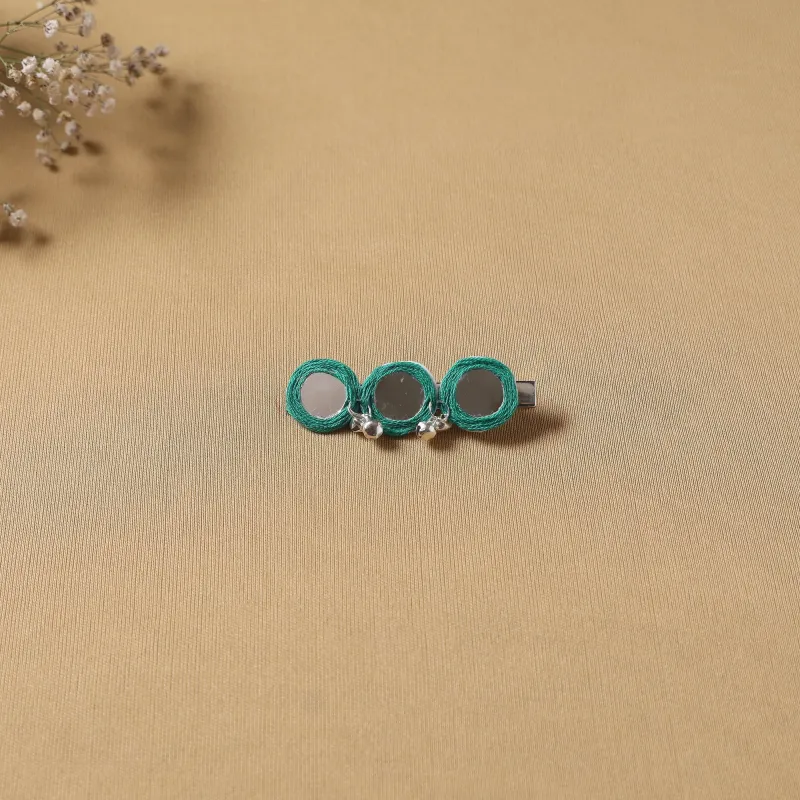 Green - Handmade Thread Mirror Work Hair Clip 13 sold by Itokri