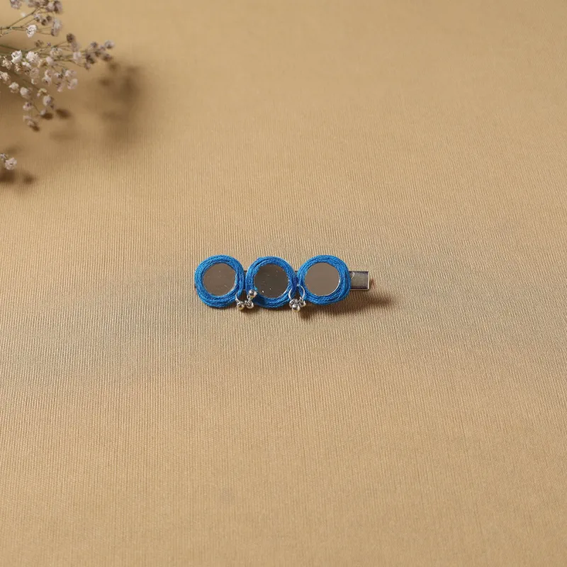 Blue - Handmade Thread Mirror Work Hair Clip 10 sold by Itokri
