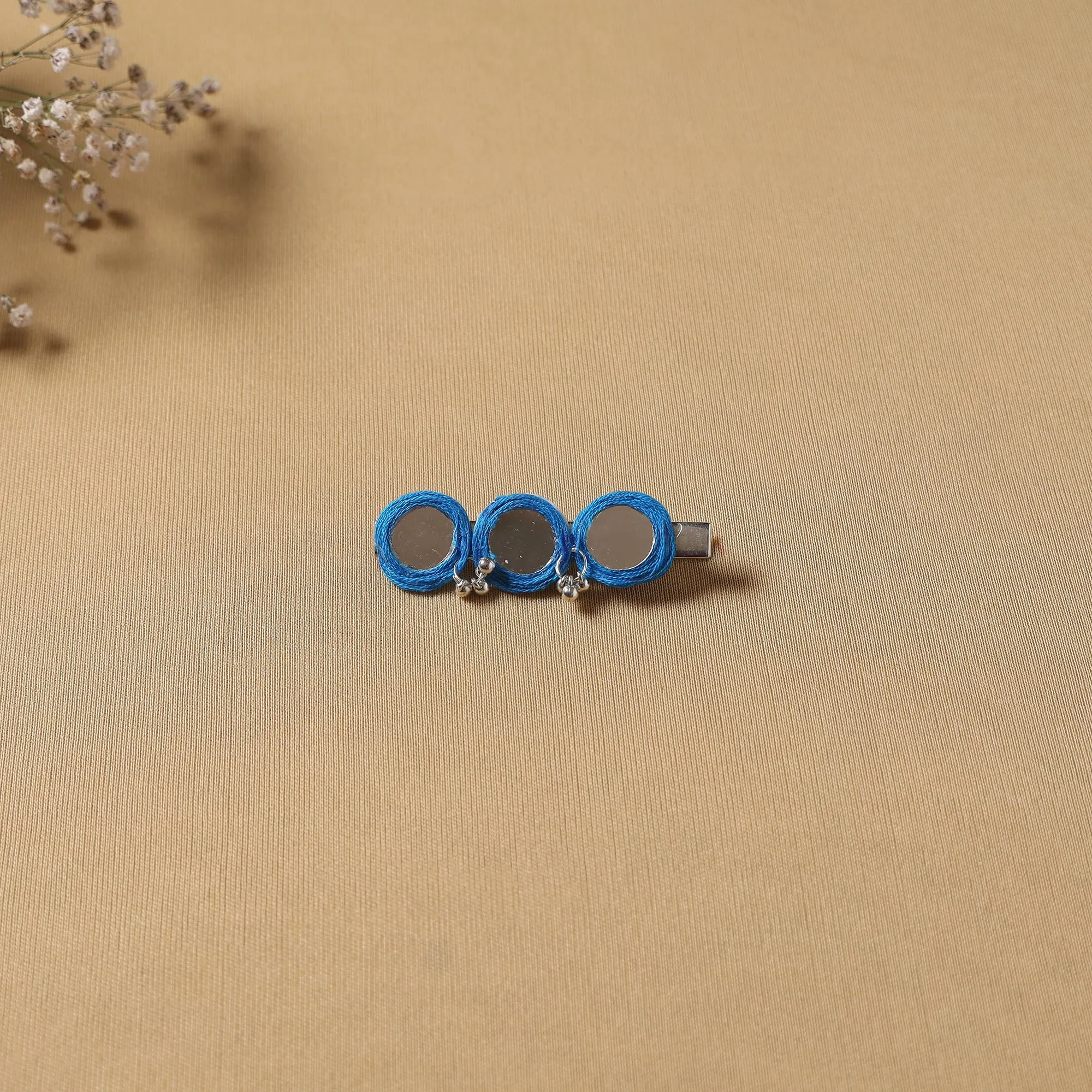 Blue - Handmade Thread Mirror Work Hair Clip 10 sold by Itokri