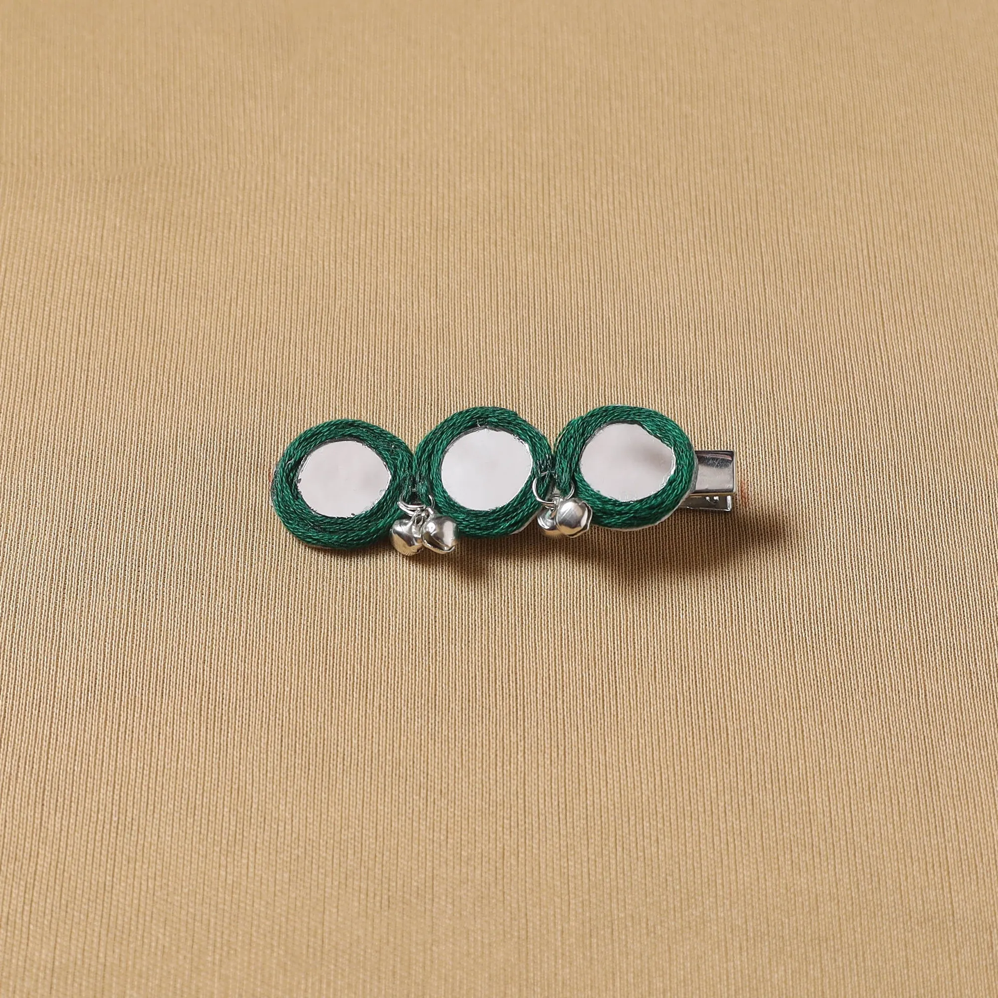 Green - Handmade Thread Mirror Work Hair Clip 02 sold by Itokri product image thumbnail 2