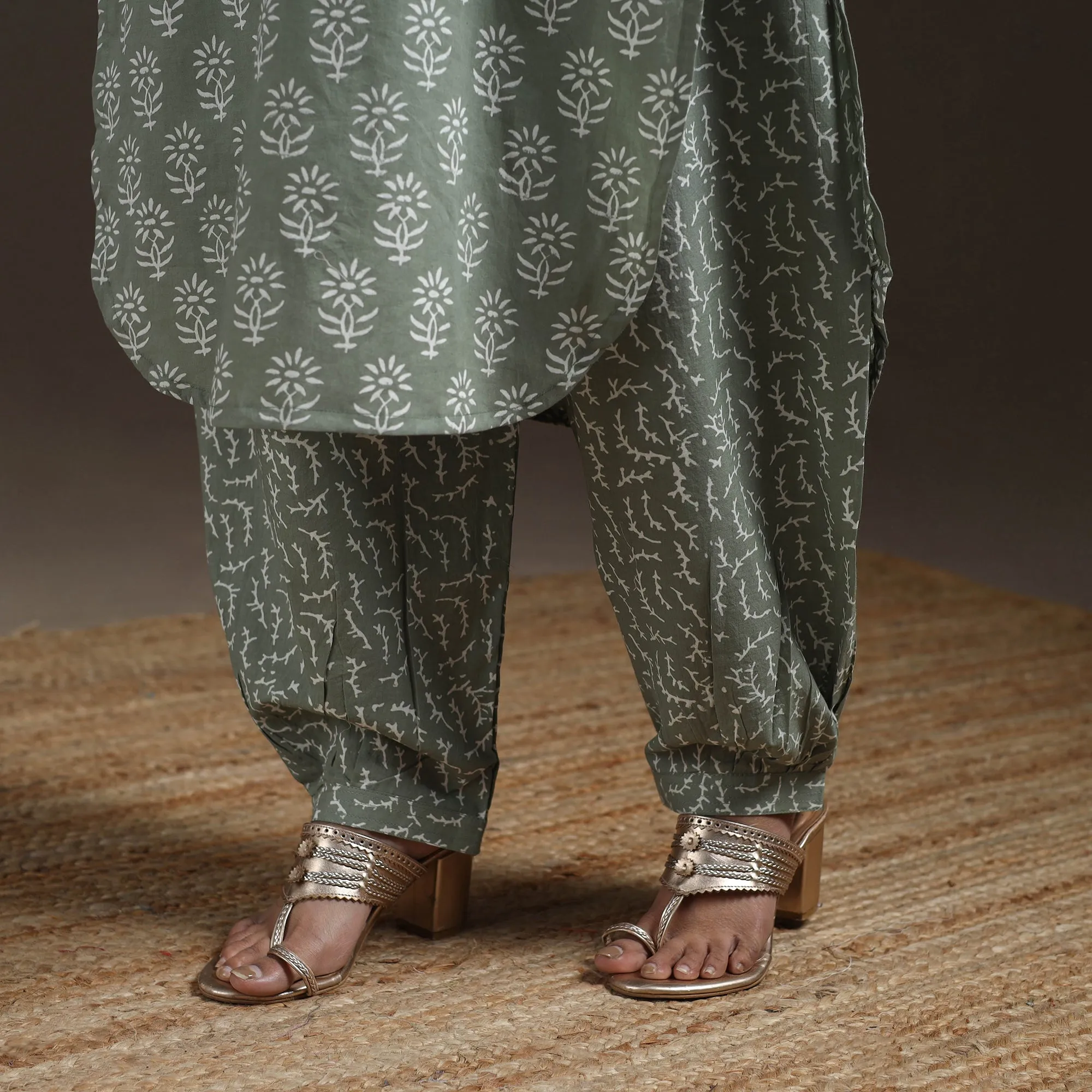 Green - Jaipur Hand Block Print Cotton Suit Set with Dupatta for women 16 sold by Itokri product image thumbnail 5