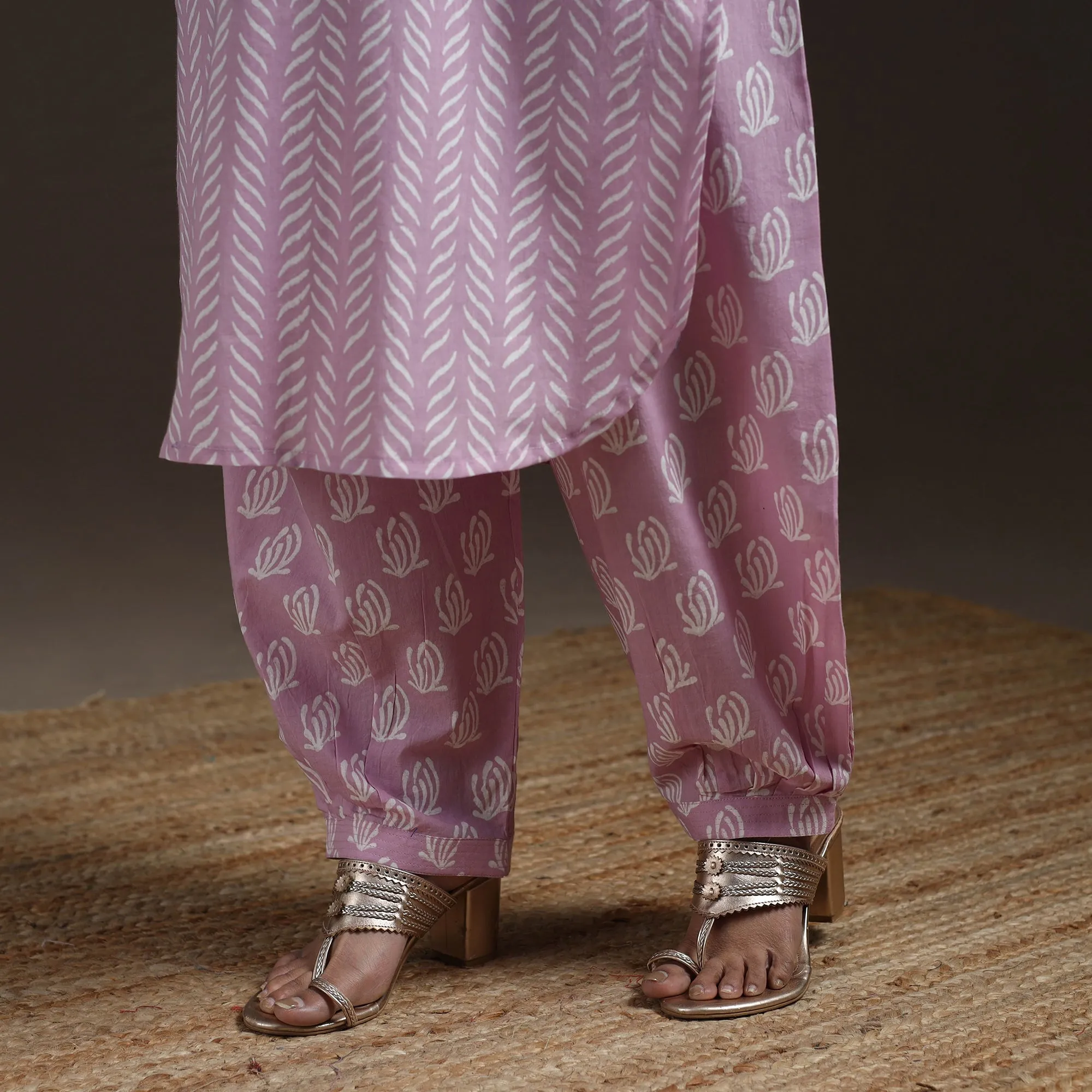 Purple - Jaipur Hand Block Print Cotton Suit Set with Dupatta for women 18 sold by Itokri product image thumbnail 5