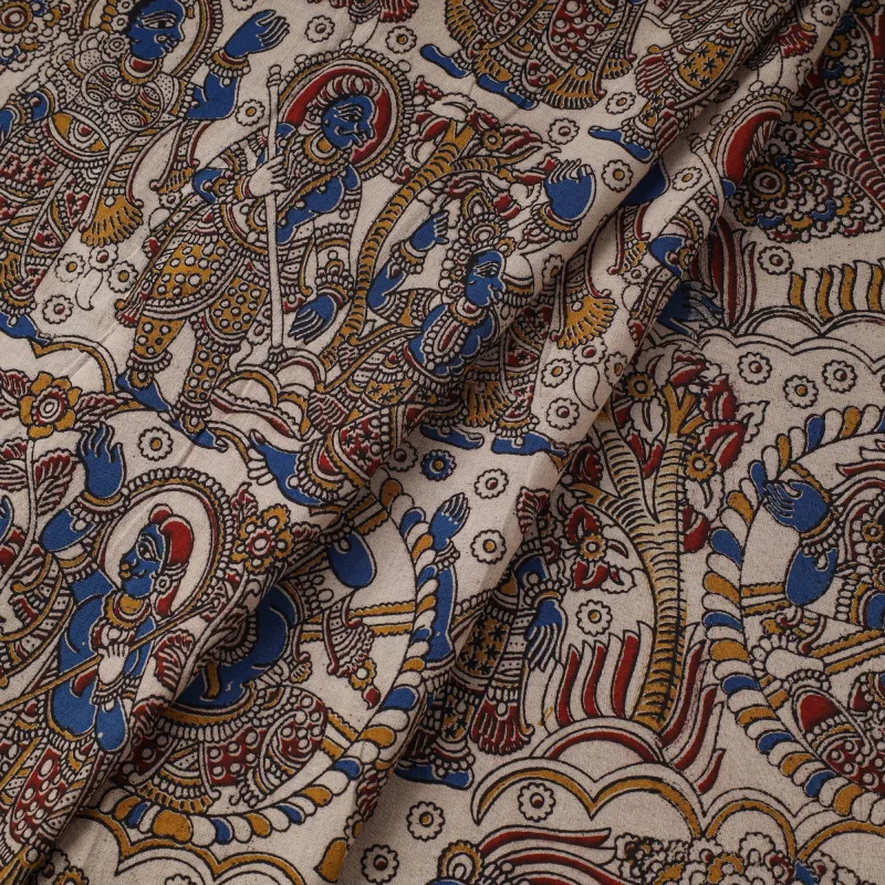 Beige - Printed Cotton Kalamkari Fabric 24 sold by Itokri