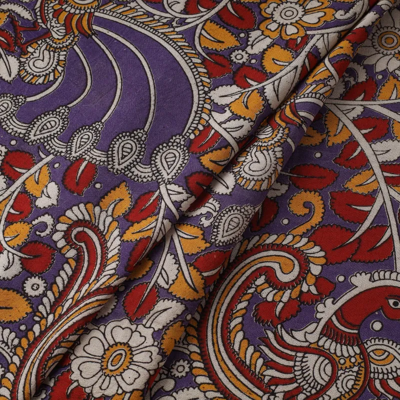 Purple - Printed Cotton Kalamkari Fabric 22 sold by Itokri