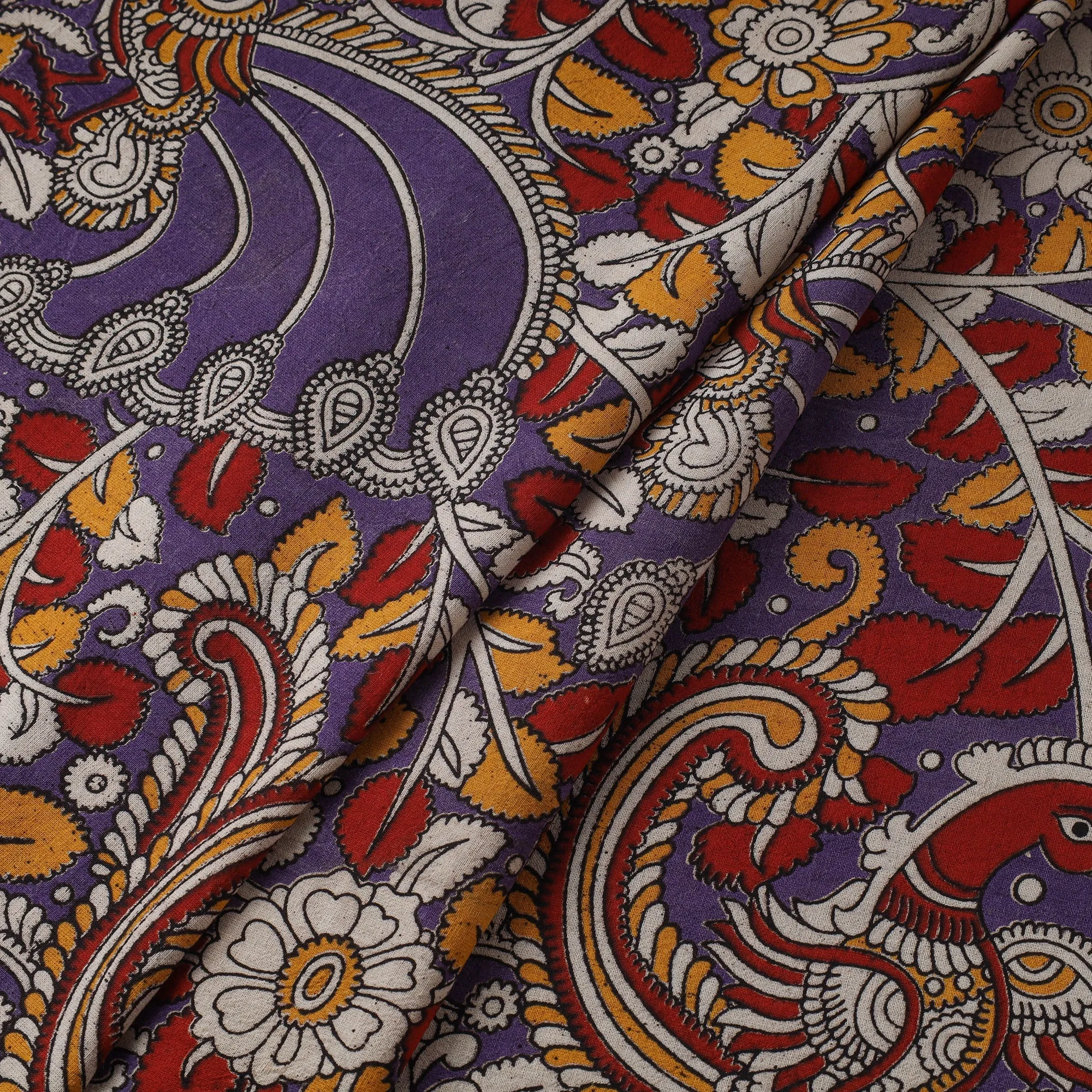 Purple - Printed Cotton Kalamkari Fabric 22 sold by Itokri