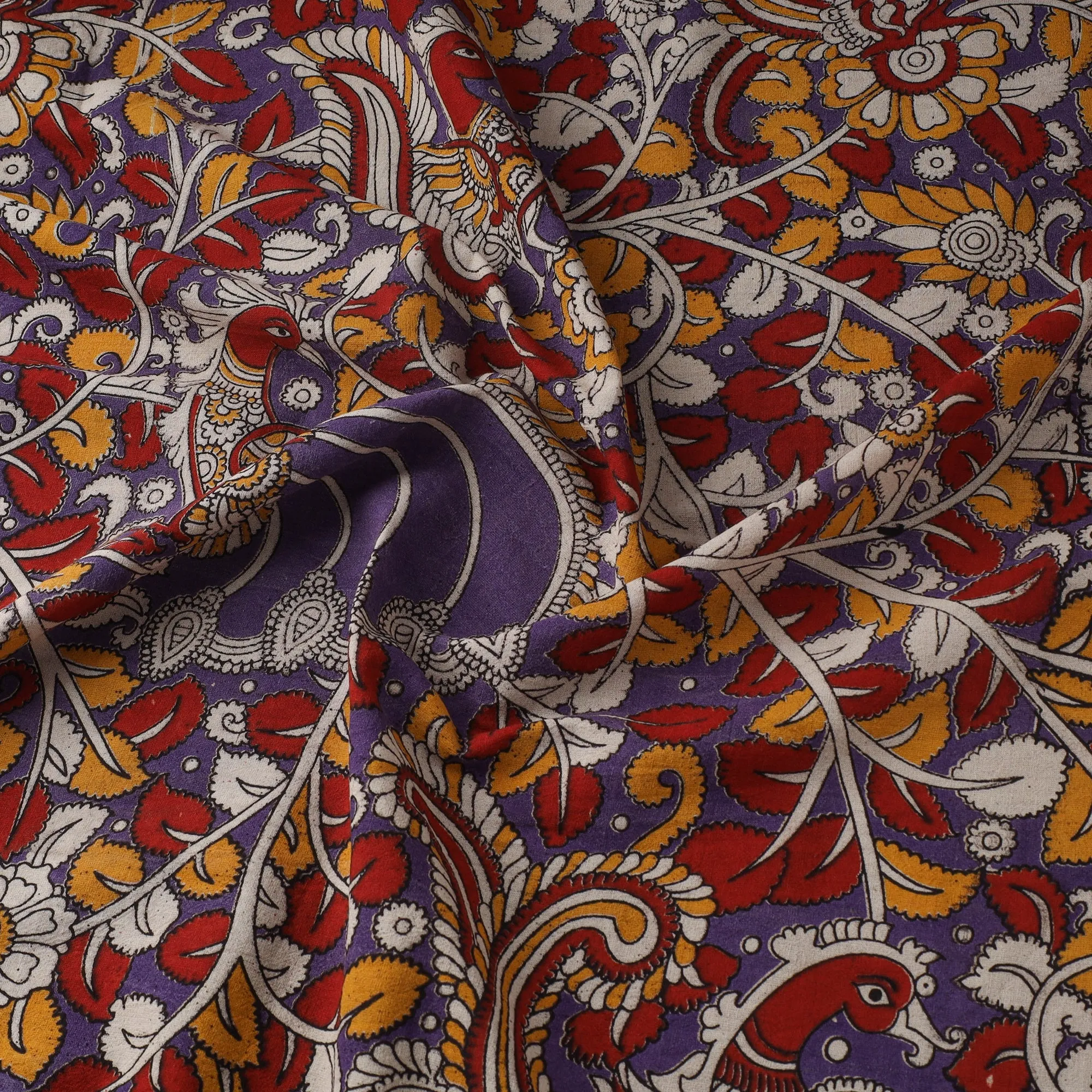 Purple - Printed Cotton Kalamkari Fabric 22 sold by Itokri product image thumbnail 3