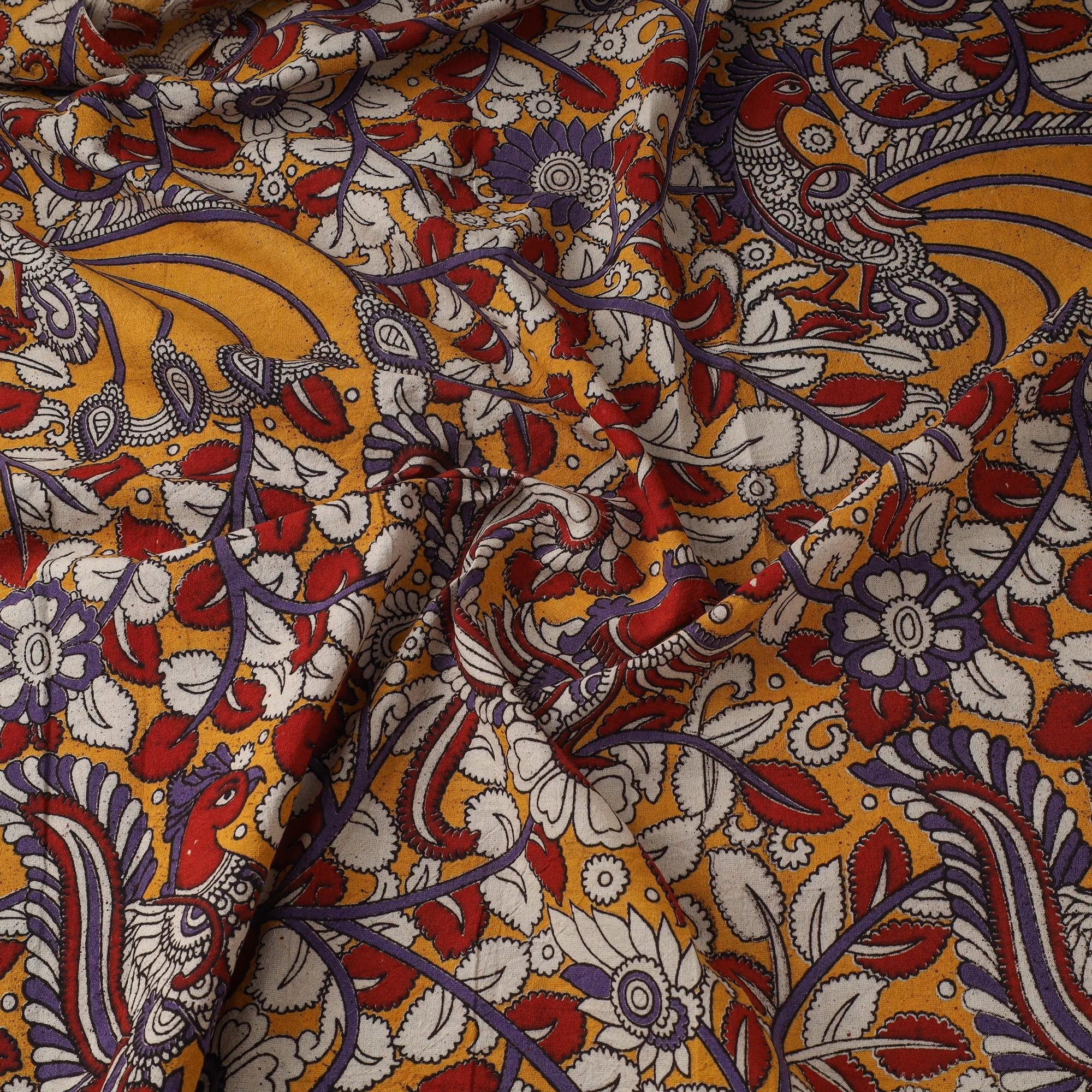 Yellow - Printed Cotton Kalamkari Fabric 21 sold by Itokri product image thumbnail 3