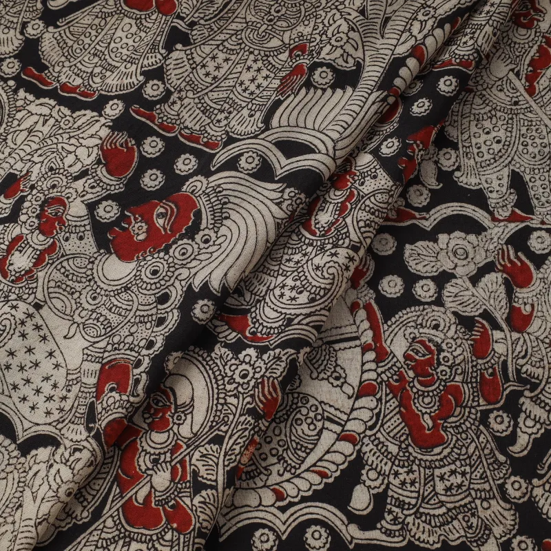 Black - Printed Cotton Kalamkari Fabric 20 sold by Itokri