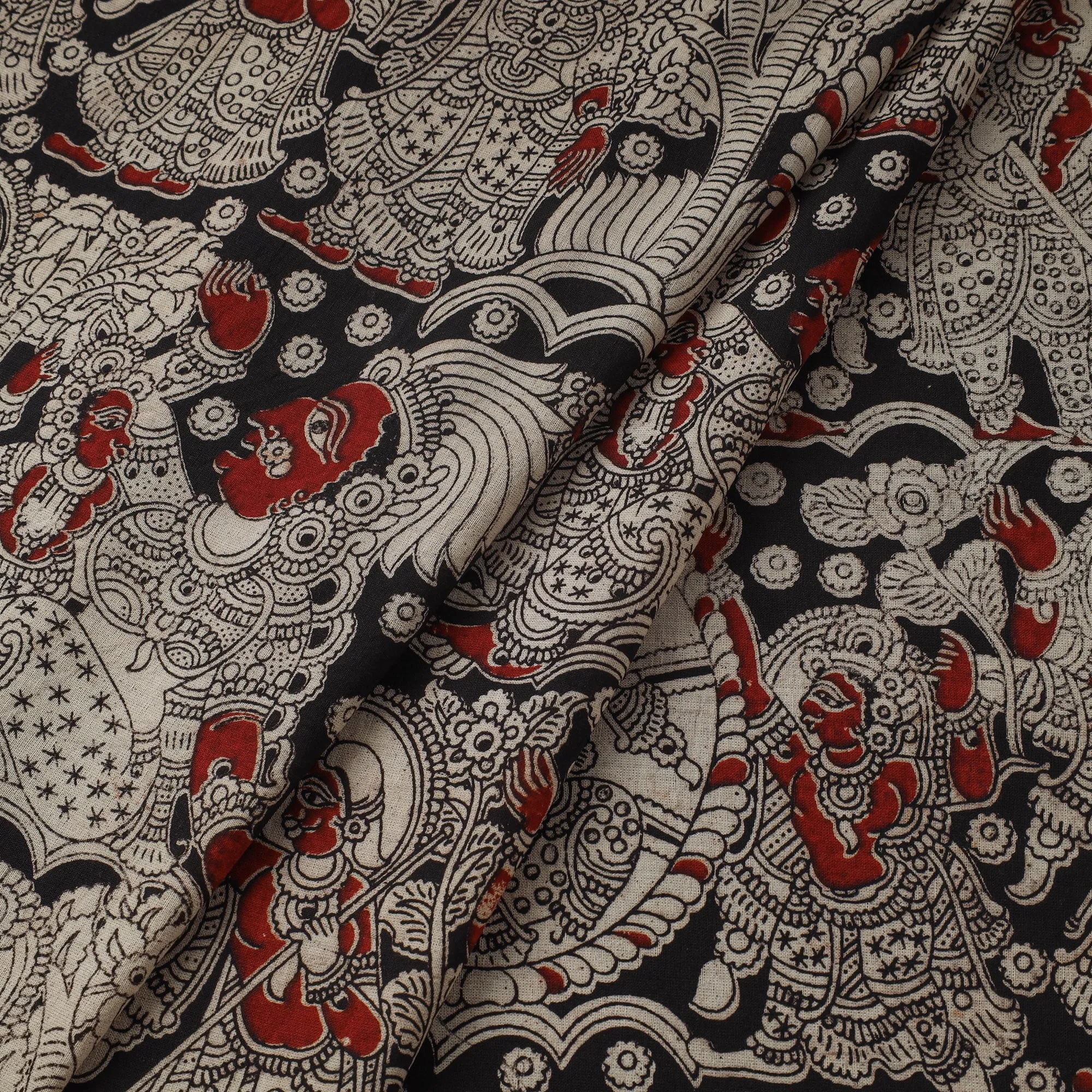 Black - Printed Cotton Kalamkari Fabric 20 sold by Itokri