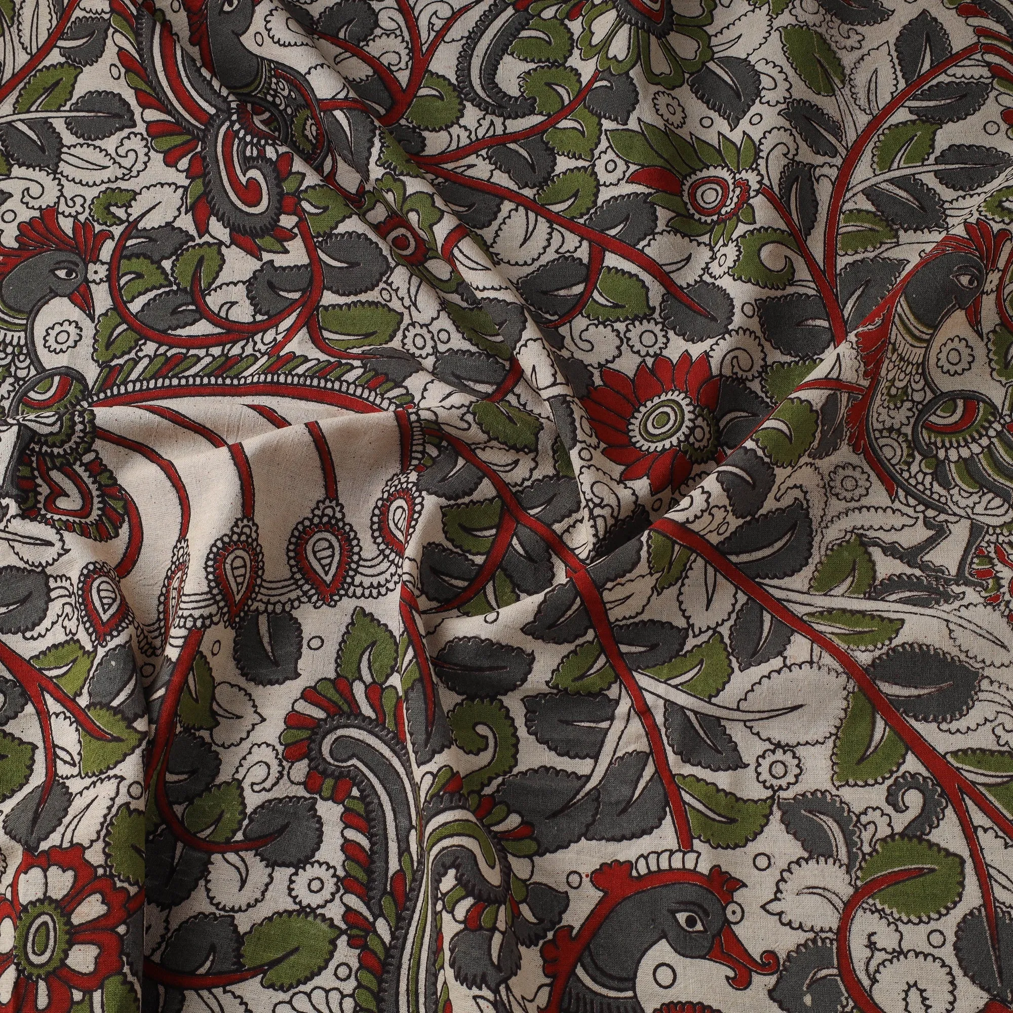 Beige - Printed Cotton Kalamkari Fabric 16 sold by Itokri product image thumbnail 3