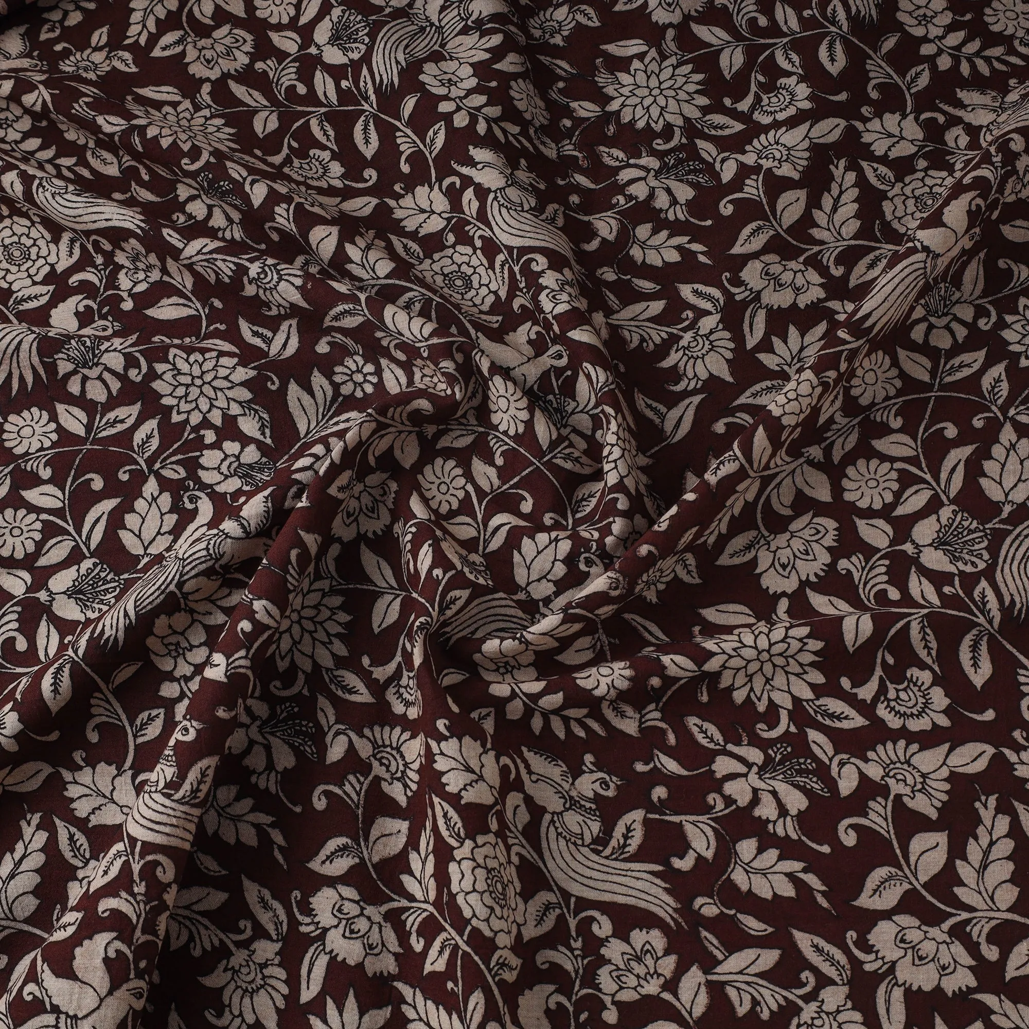 Maroon - Printed Cotton Kalamkari Fabric 12 sold by Itokri product image thumbnail 3