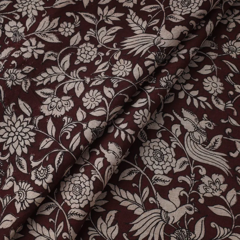 Maroon - Printed Cotton Kalamkari Fabric 12 made by Itokri