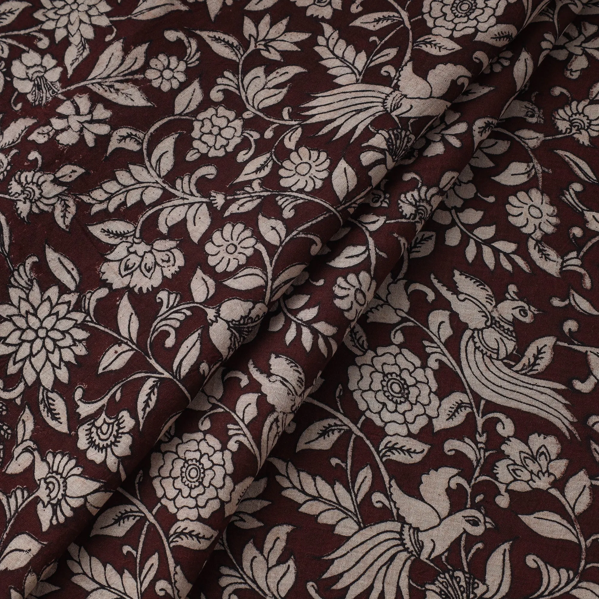 Maroon - Printed Cotton Kalamkari Fabric 12 sold by Itokri