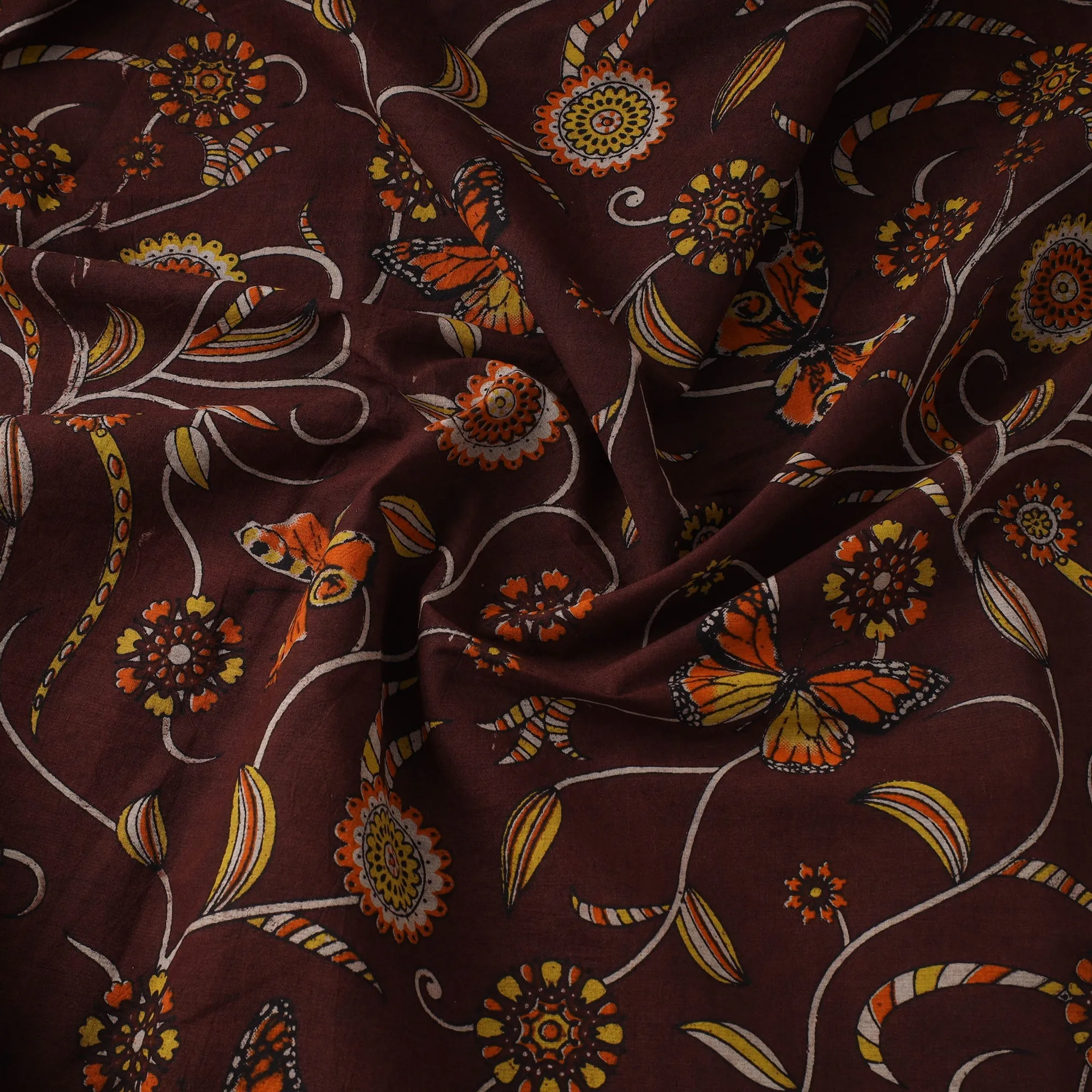 Maroon - Printed Cotton Kalamkari Fabric 11 sold by Itokri product image thumbnail 3
