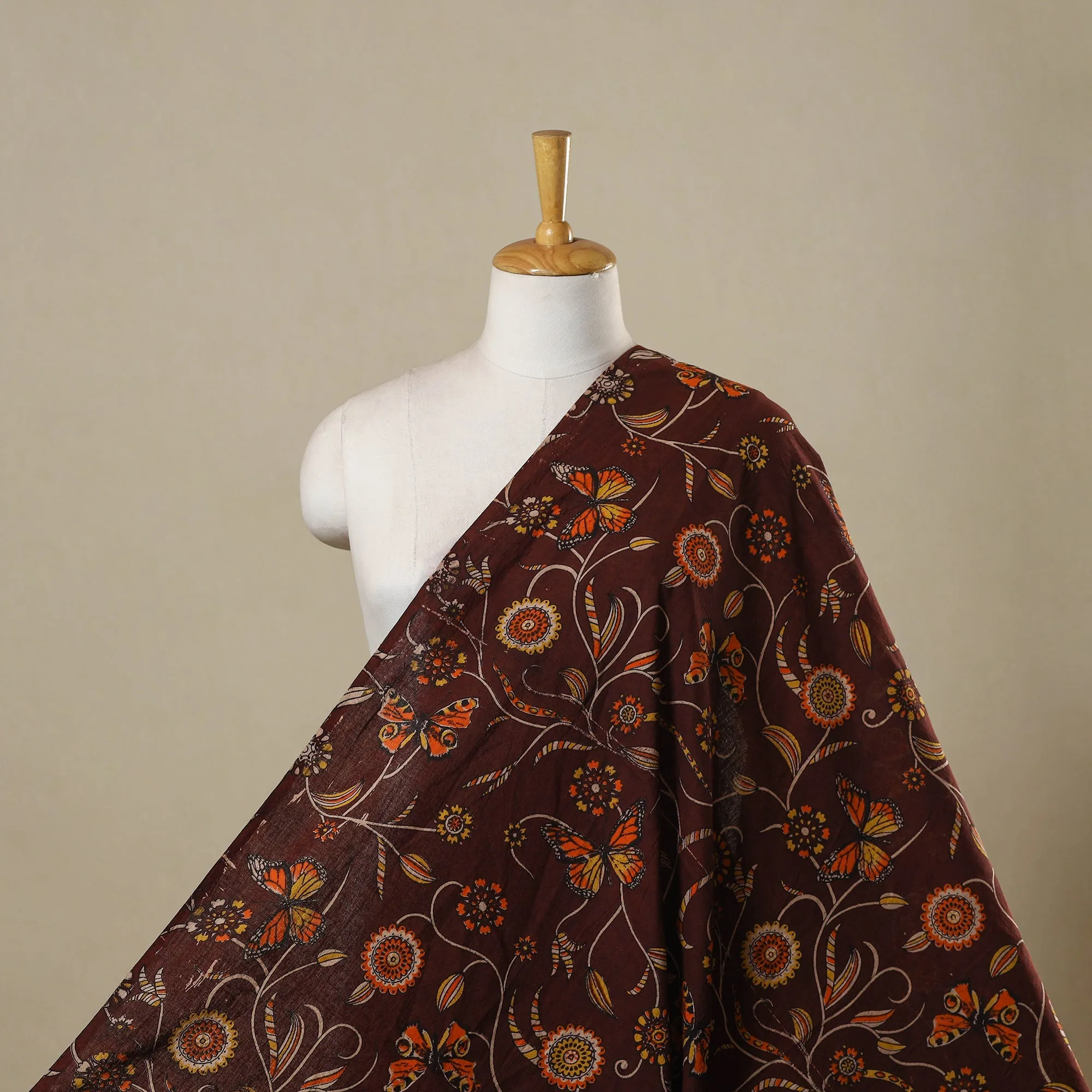 Maroon - Printed Cotton Kalamkari Fabric 11 sold by Itokri product image thumbnail 2