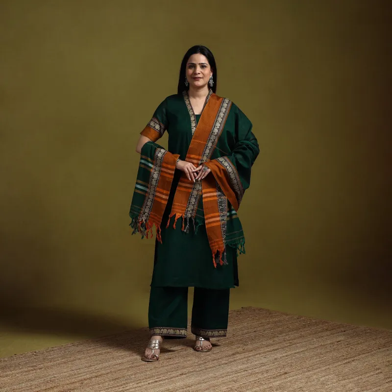 Green - Dharwad Cotton Suit Set with Dupatta for women 13 sold by Itokri