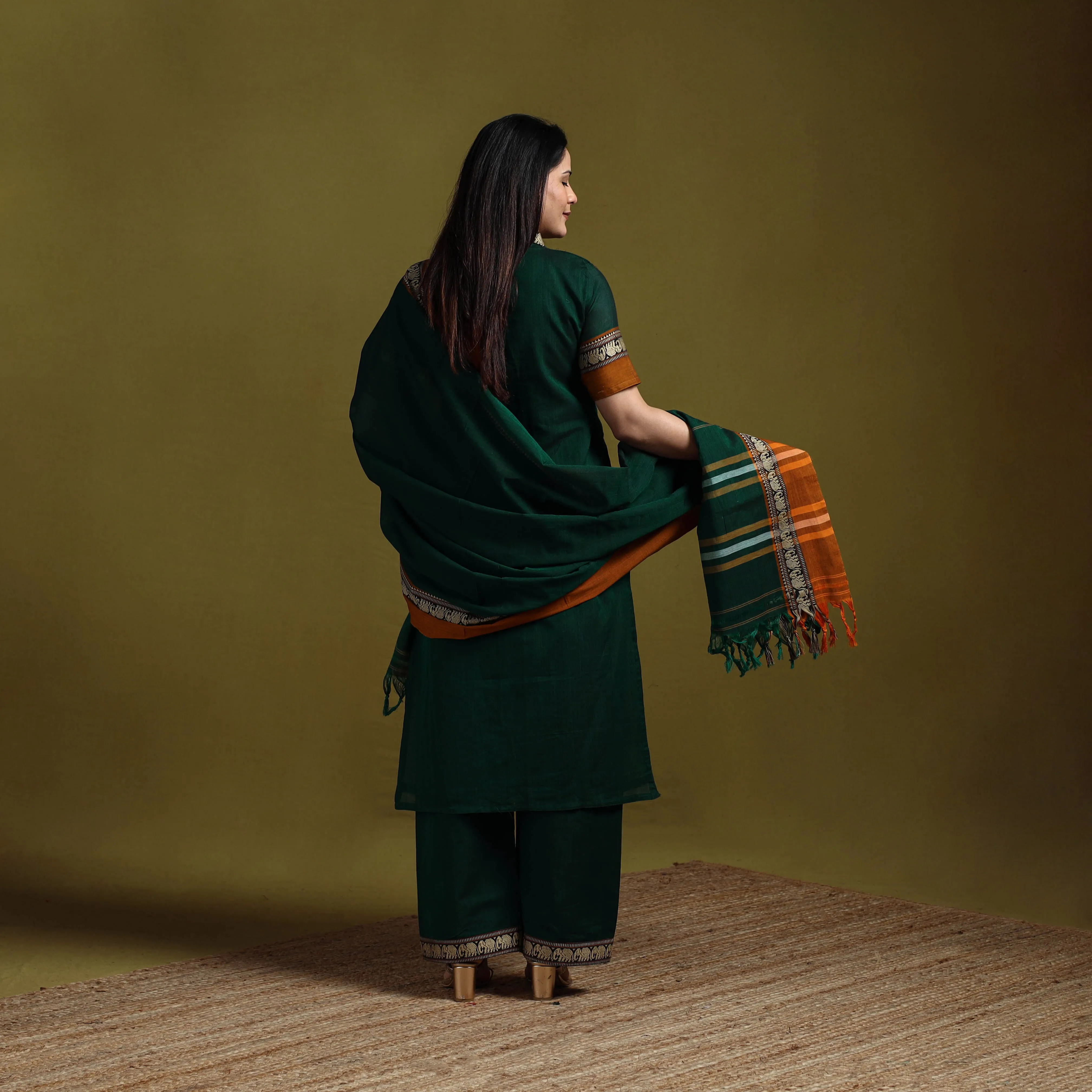 Green - Dharwad Cotton Suit Set with Dupatta for women 13 sold by Itokri product image thumbnail 4