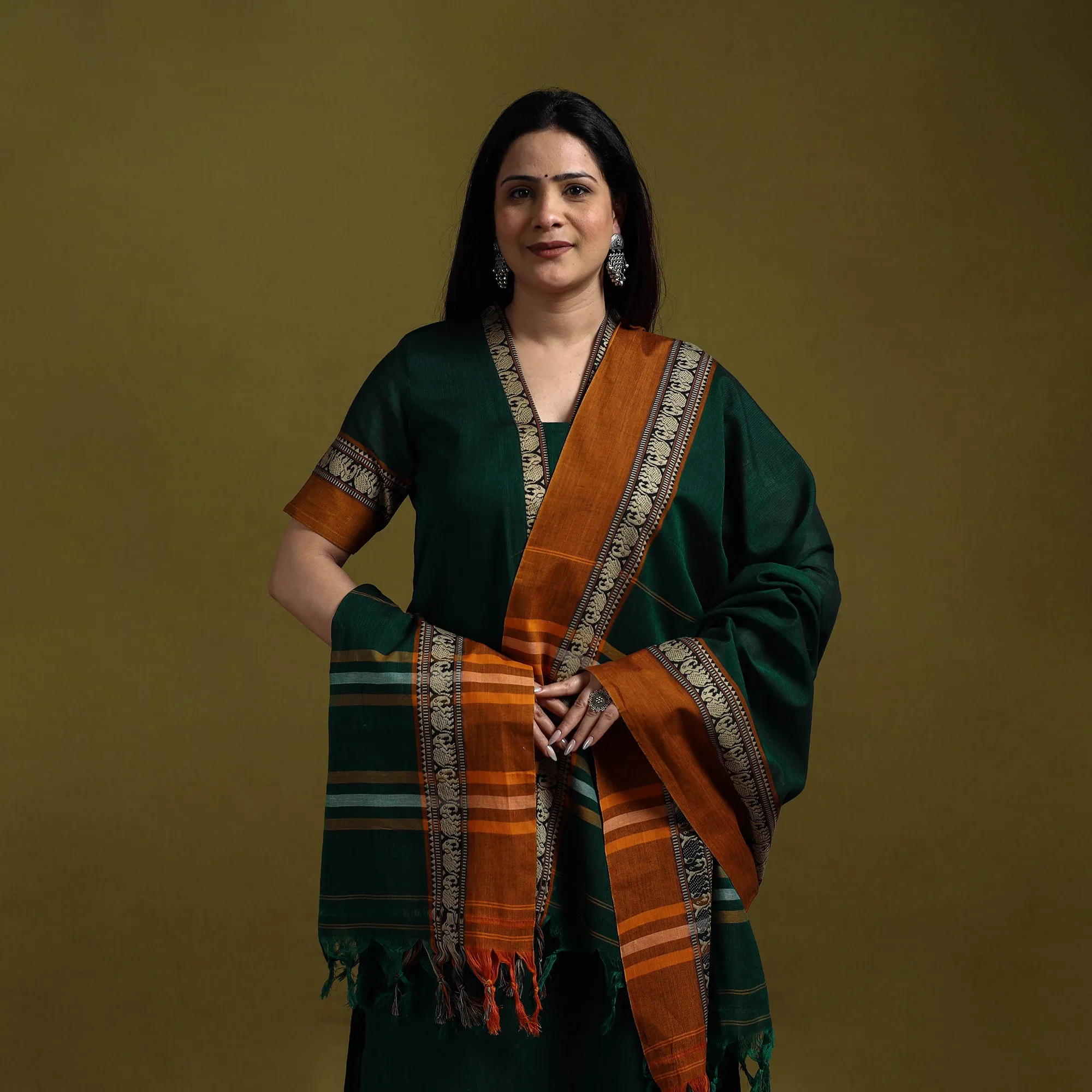 Green - Dharwad Cotton Suit Set with Dupatta for women 13 sold by Itokri product image thumbnail 2