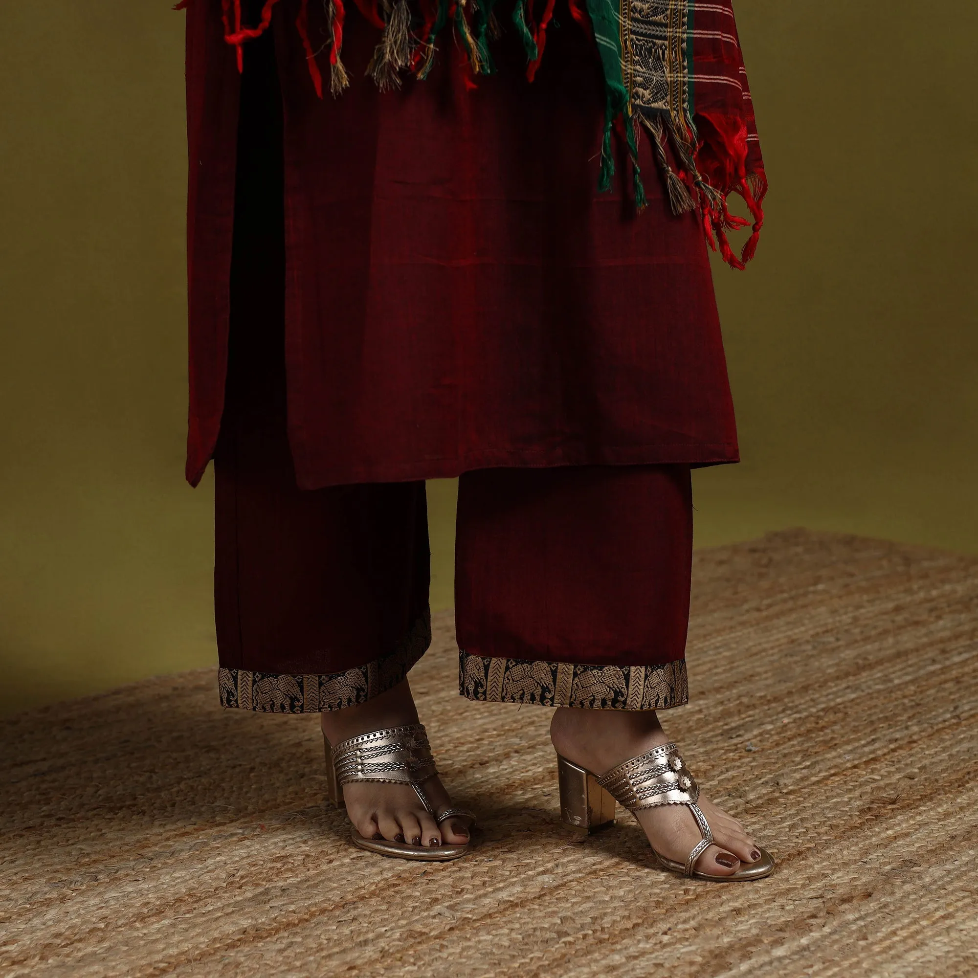 Maroon - Dharwad Cotton Suit Set with Dupatta for women 11 sold by Itokri product image thumbnail 5