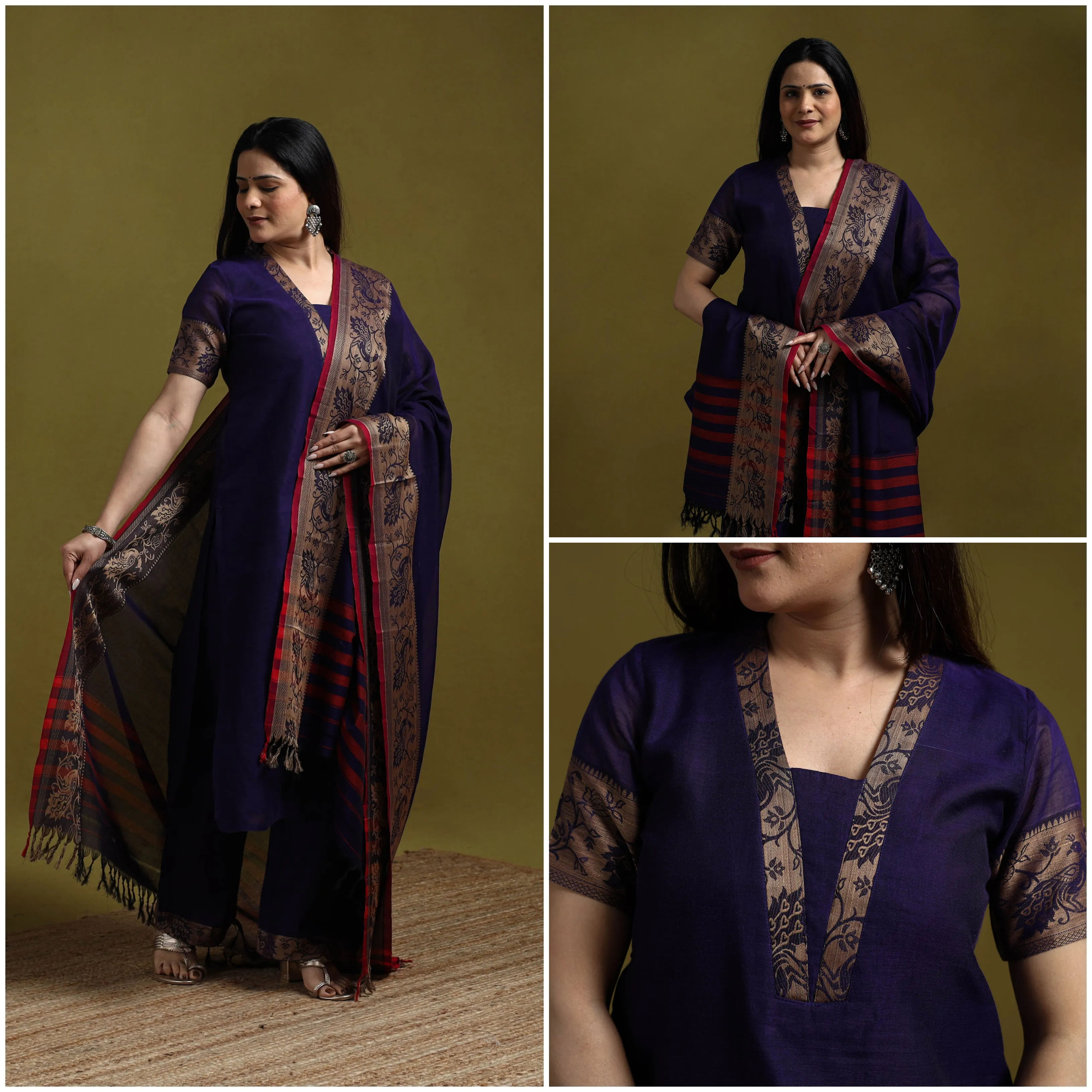 Purple - Dharwad Cotton Suit Set with Dupatta for women 04 sold by Itokri product image thumbnail 3
