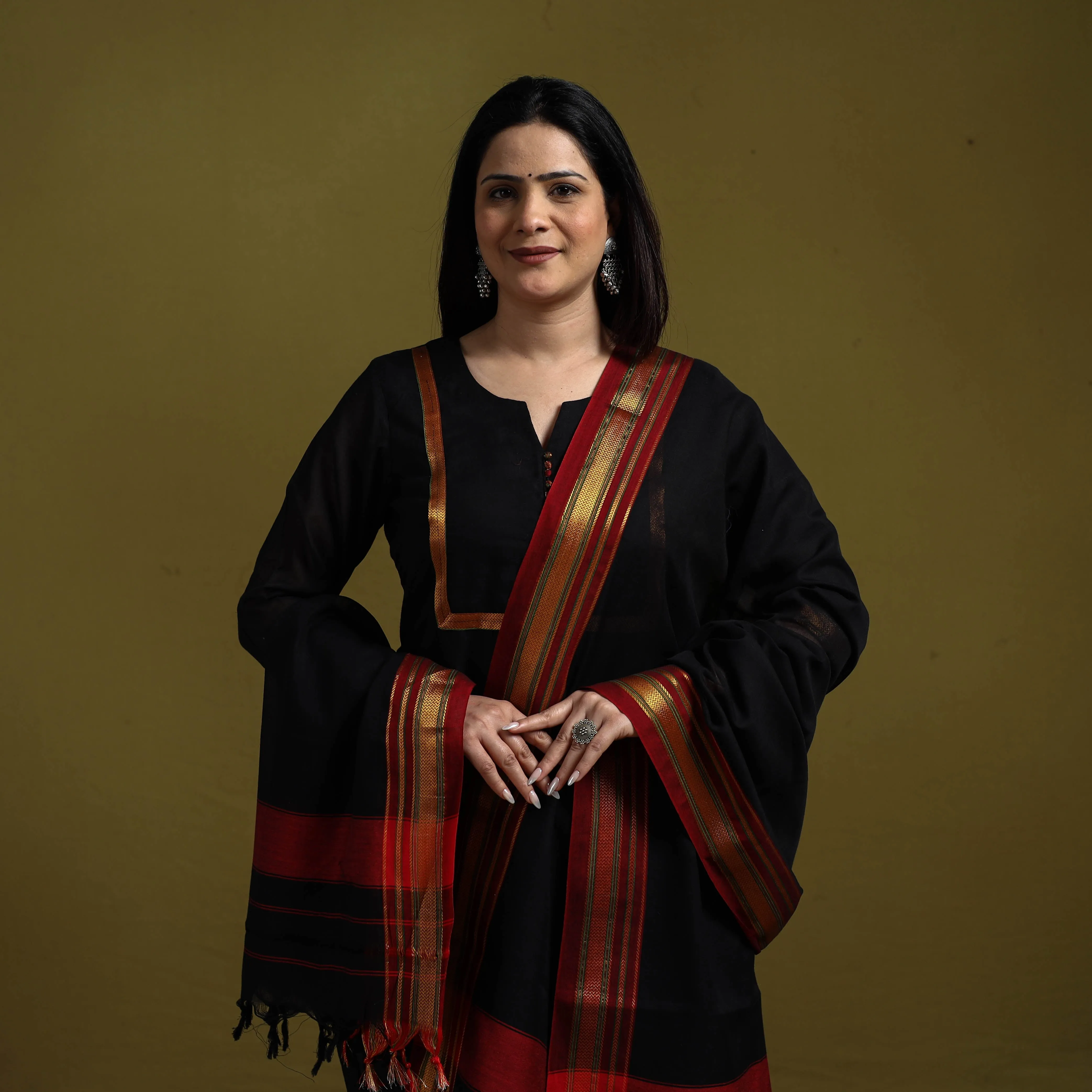 Black - Dharwad Cotton Suit Set with Dupatta for women 15 sold by Itokri product image thumbnail 2