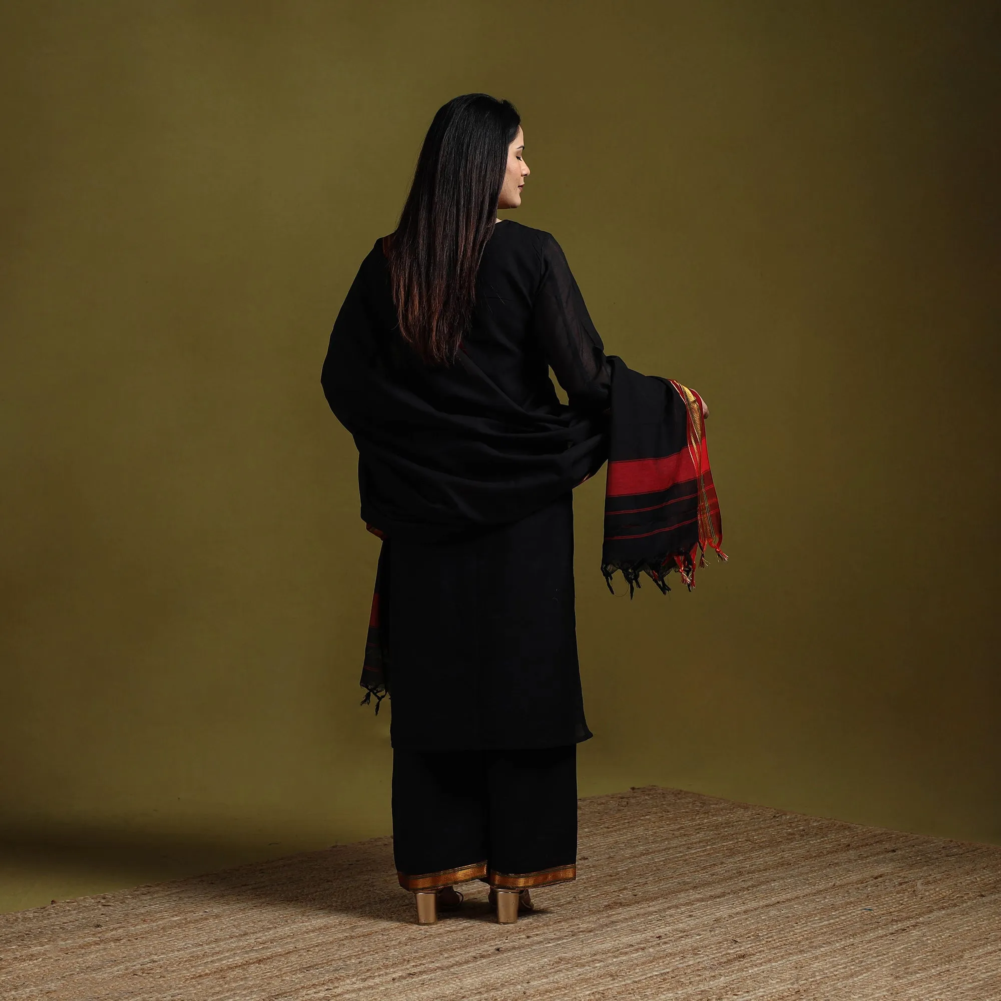 Black - Dharwad Cotton Suit Set with Dupatta for women 15 sold by Itokri product image thumbnail 4