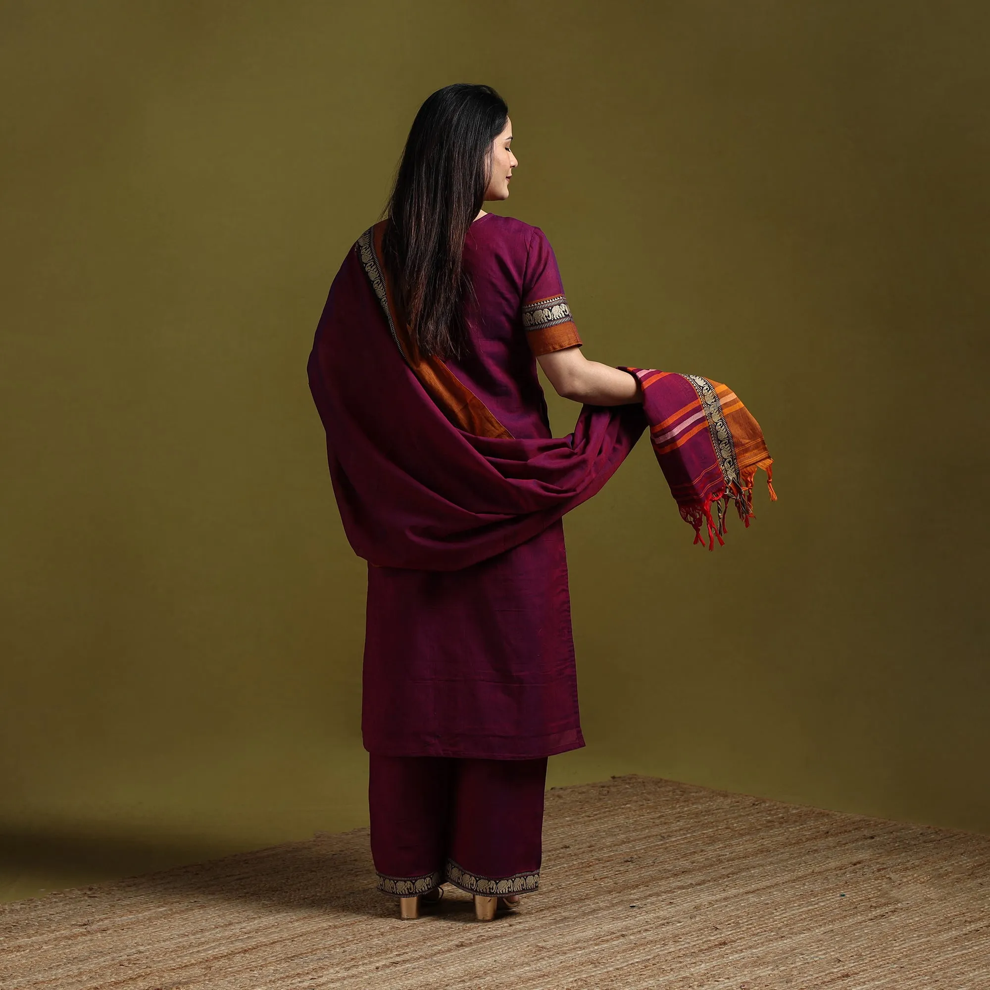 Purple - Dharwad Cotton Suit Set with Dupatta for women 12 sold by Itokri product image thumbnail 4